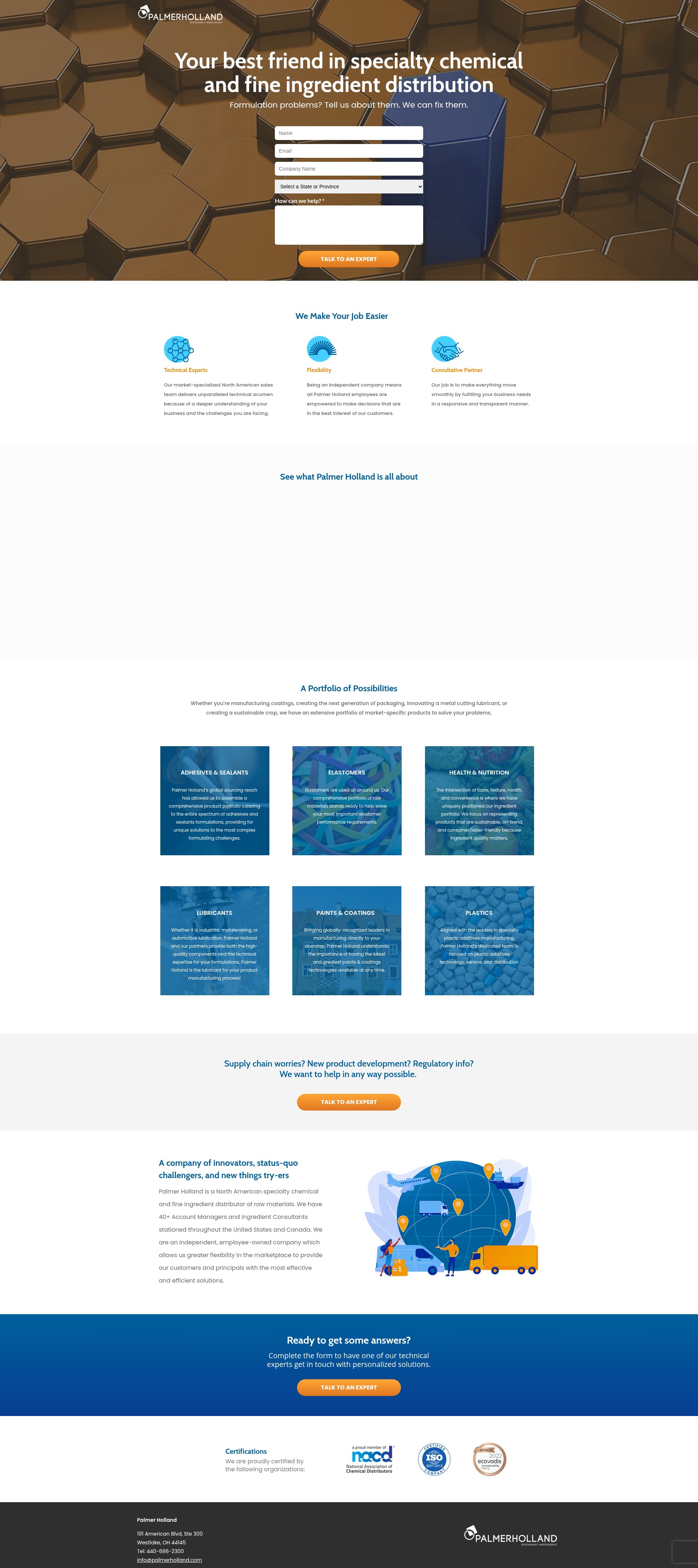 Screenshot of talktoanexpert.palmerholland.com