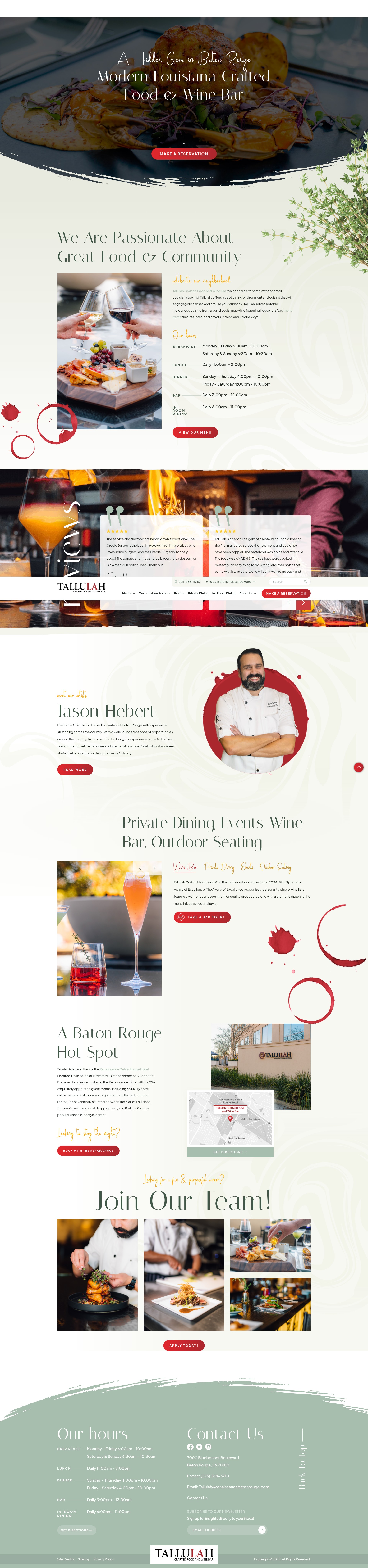 Screenshot of tallulahrestaurant.com
