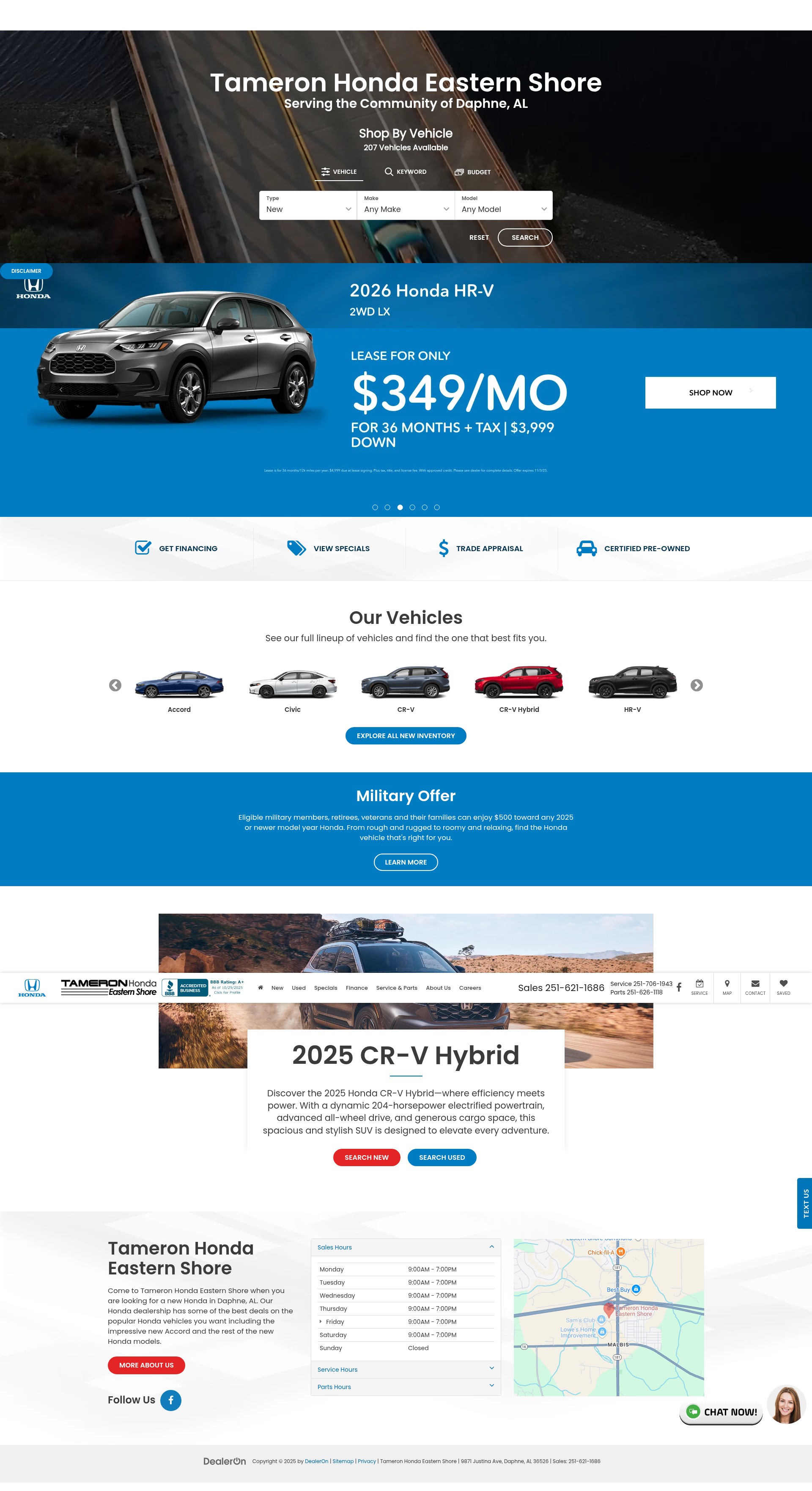Screenshot of tameronhondaeasternshore.com