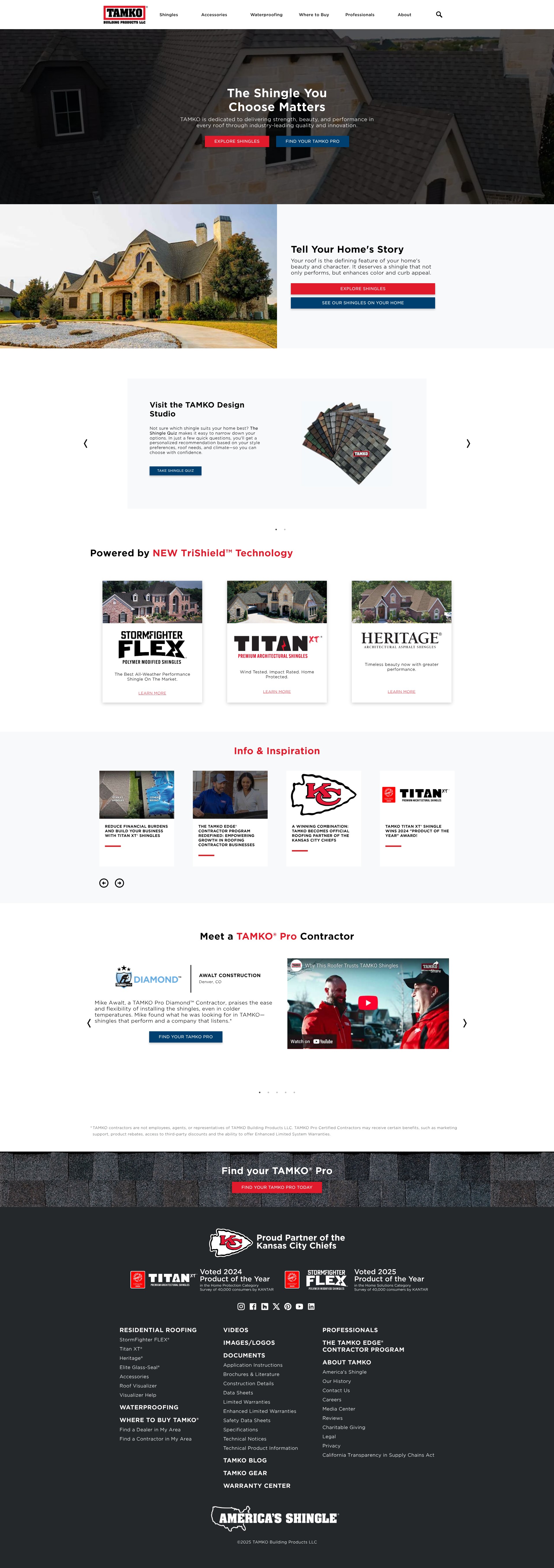 Screenshot of tamko.com