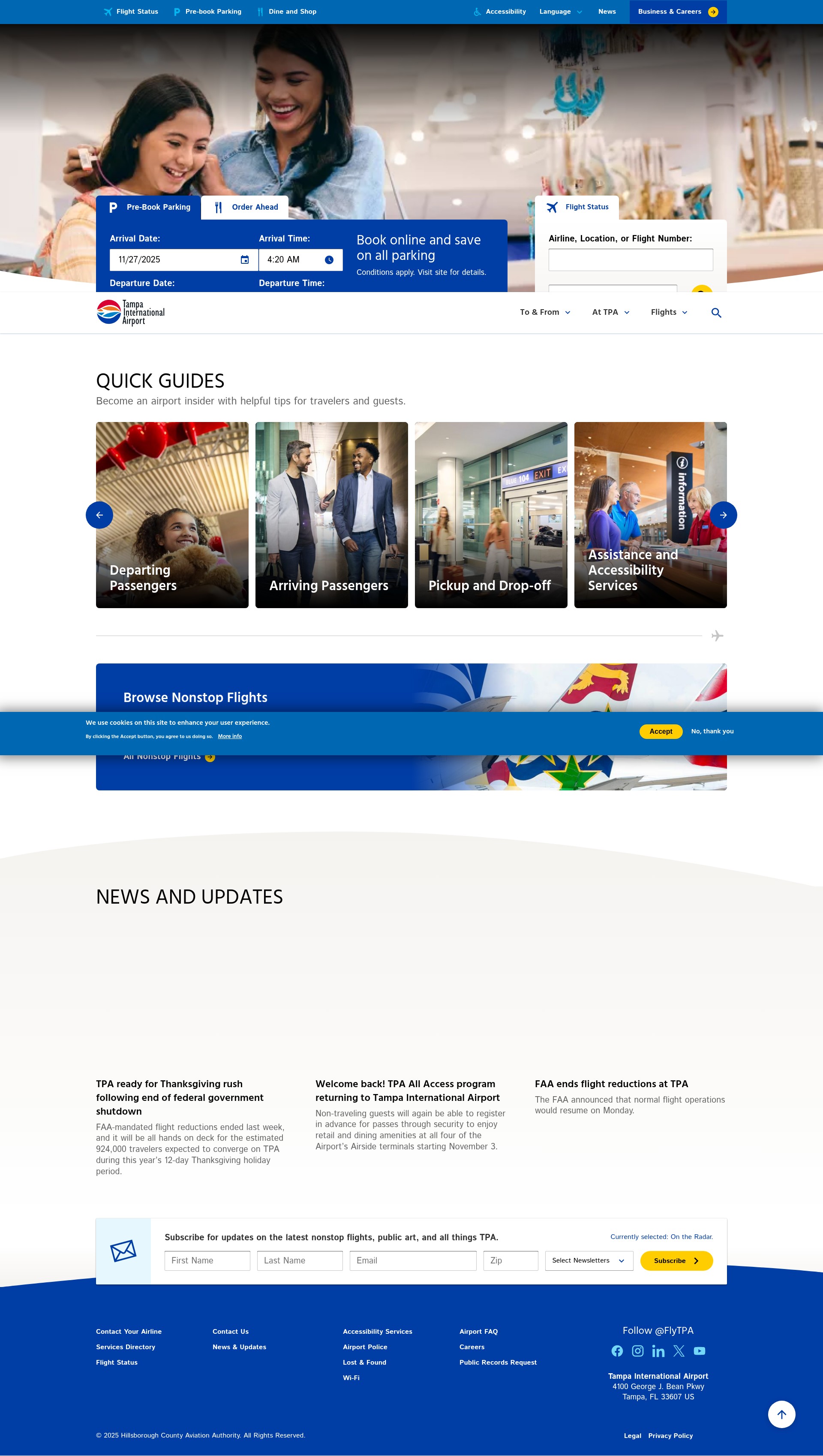 Screenshot of tampaairport.com