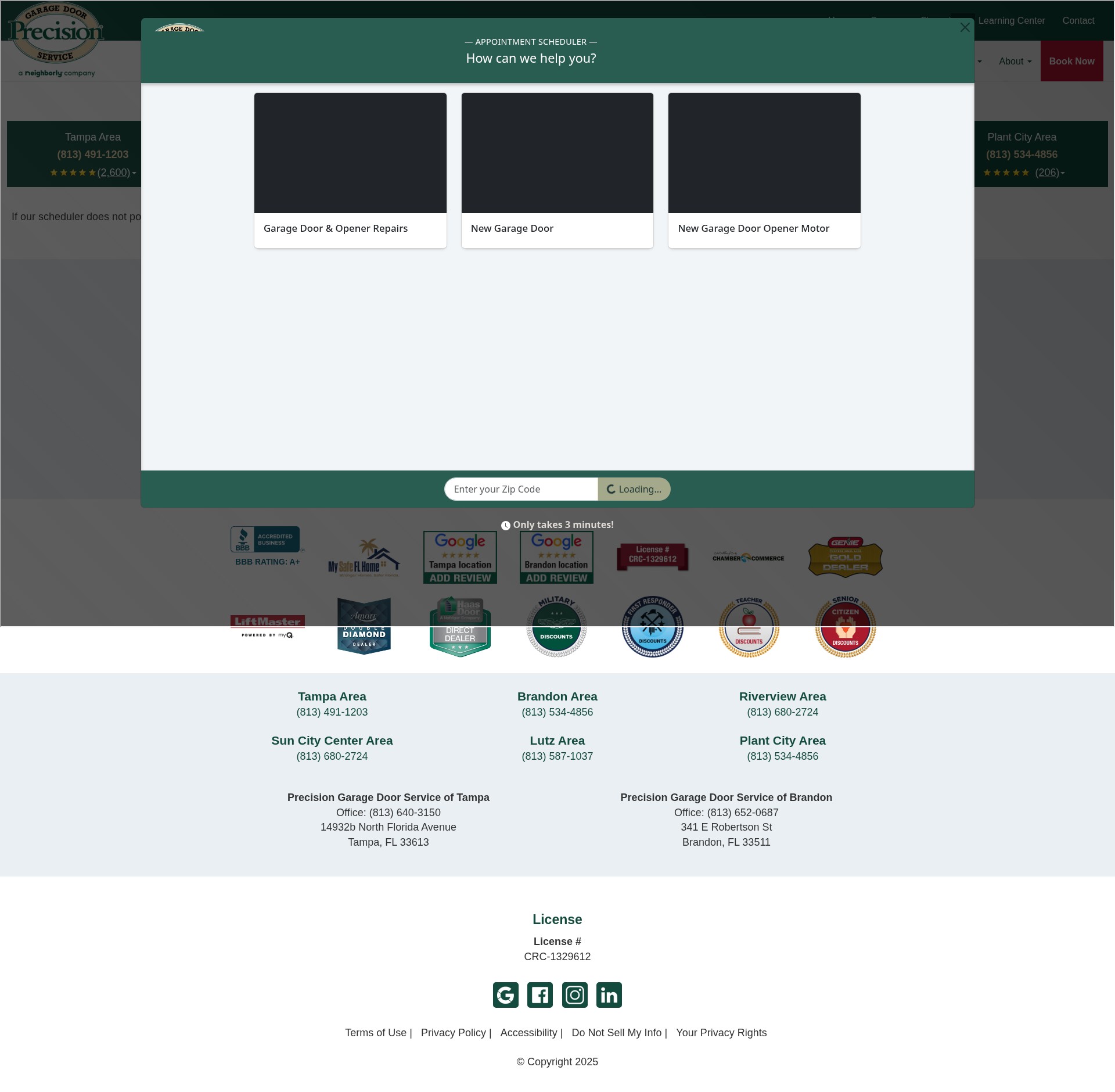Screenshot of tampagaragedoorsfl.com