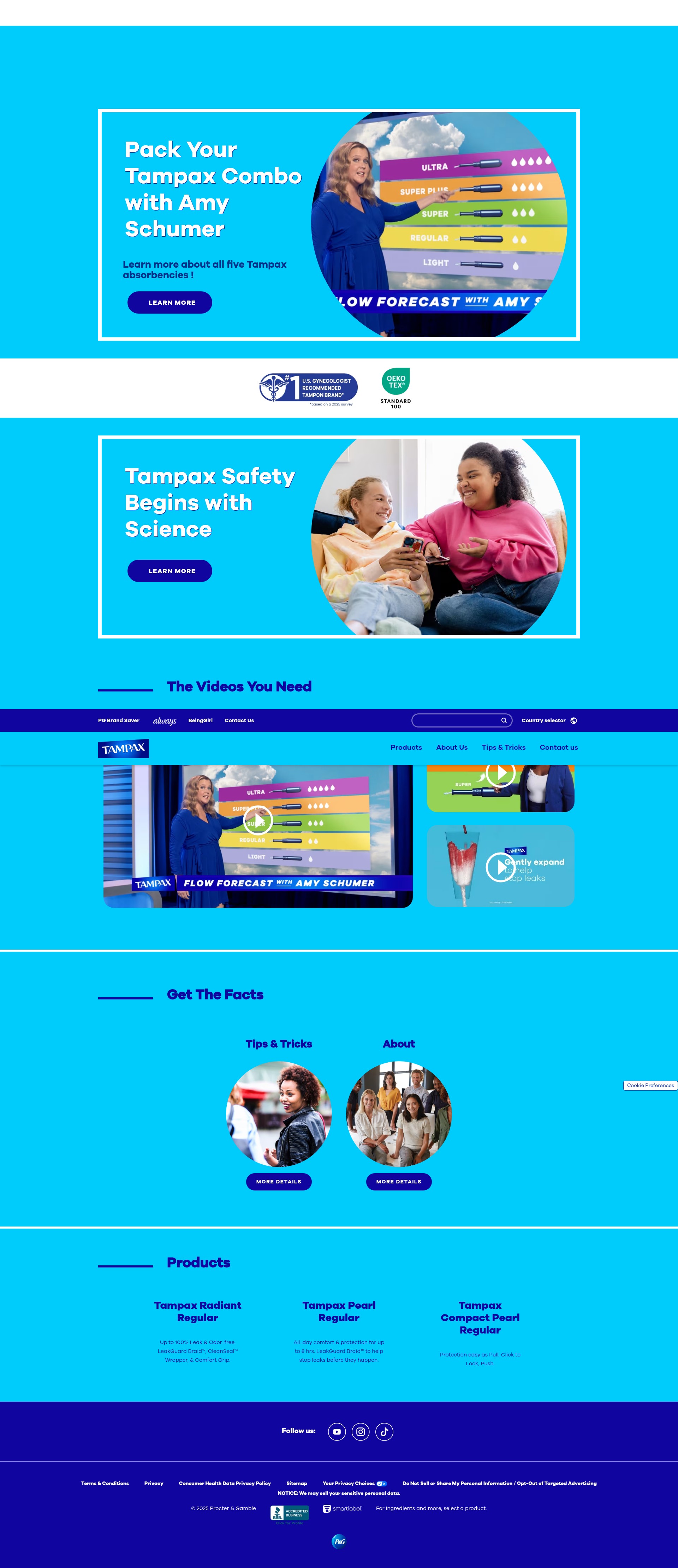 Screenshot of tampax.com