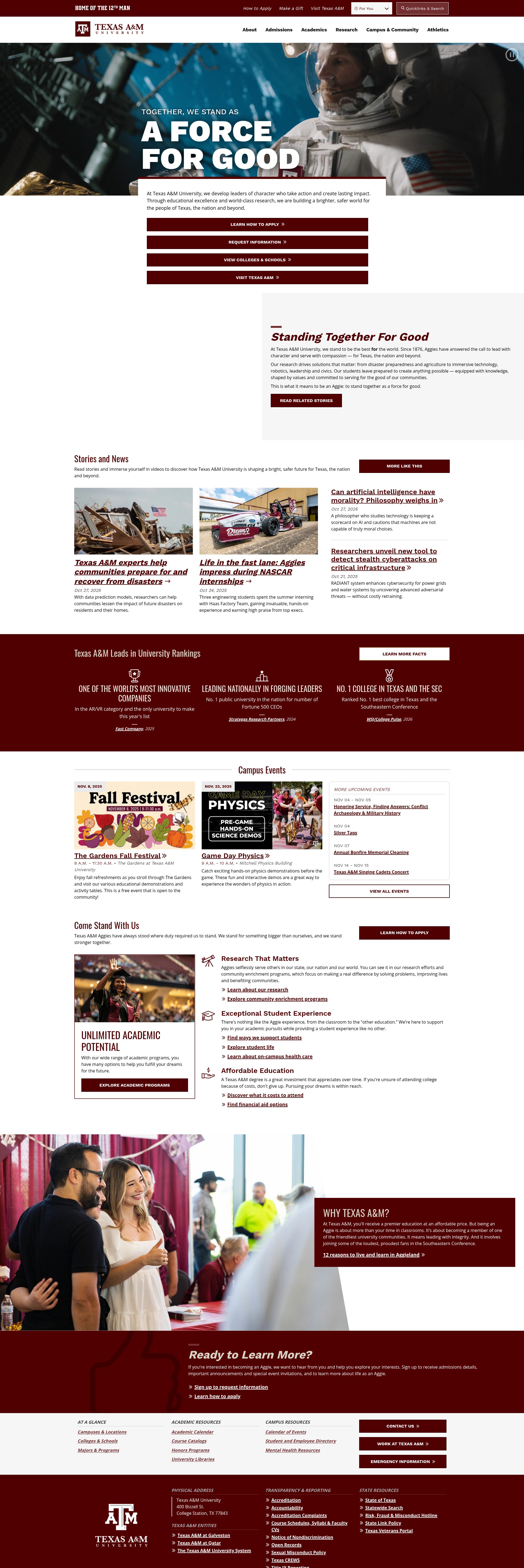 Screenshot of tamu.edu