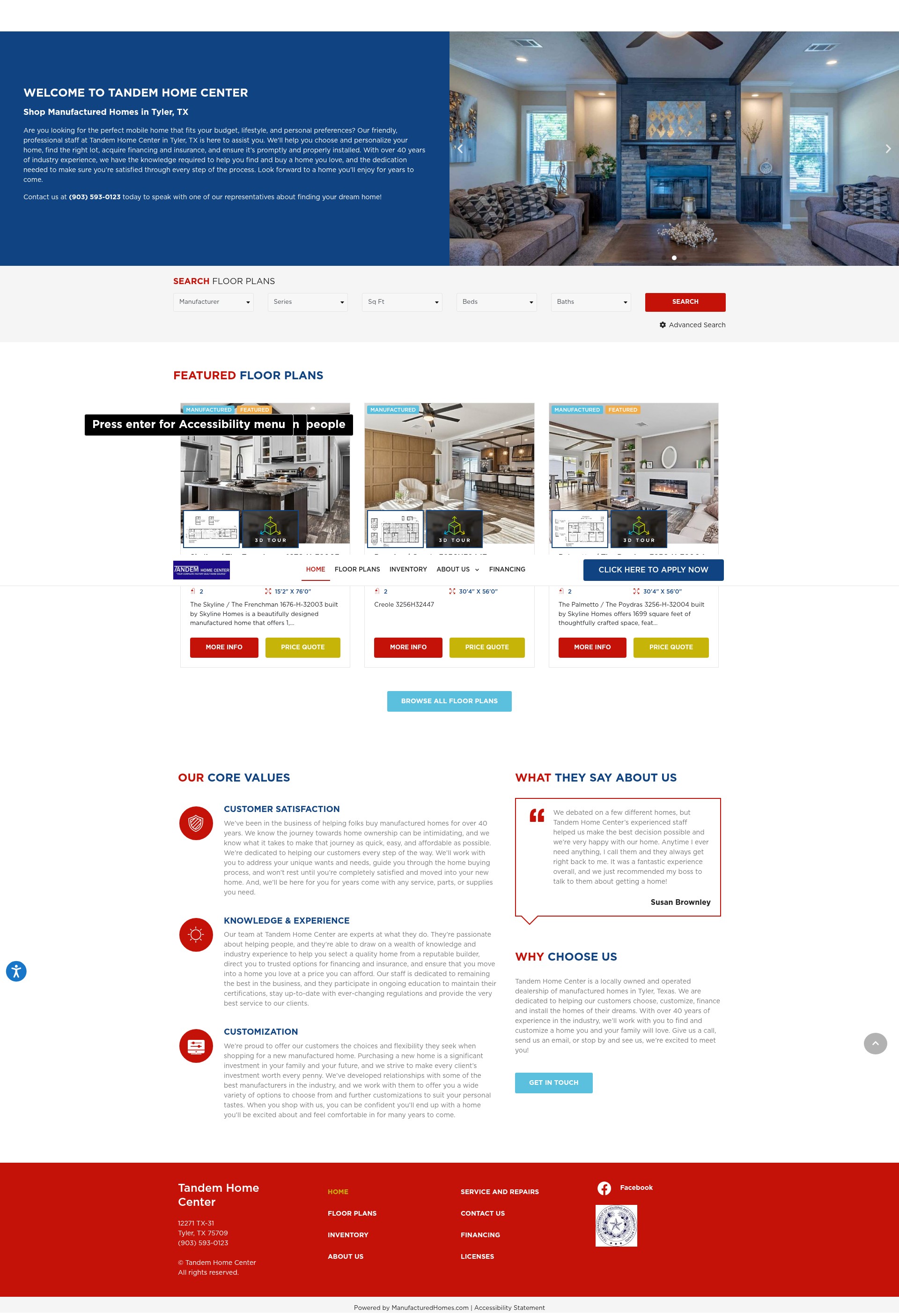 Screenshot of tandemhomecenter.com