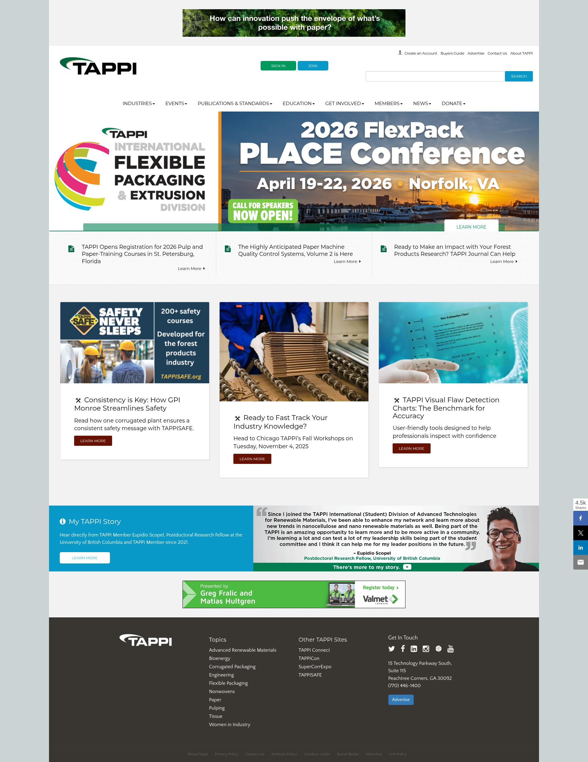 Screenshot of tappi.org