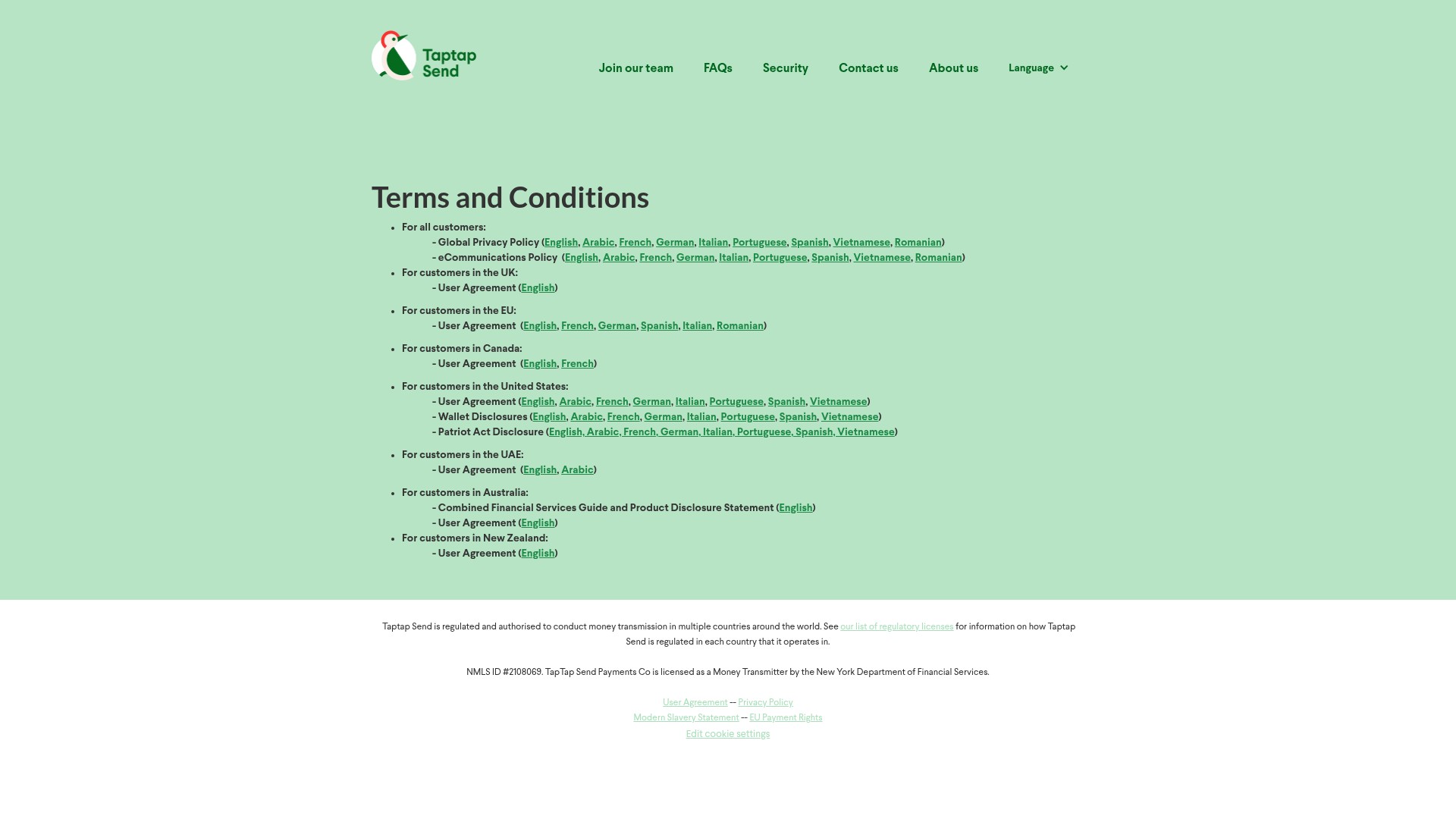 Screenshot of taptapsend.com