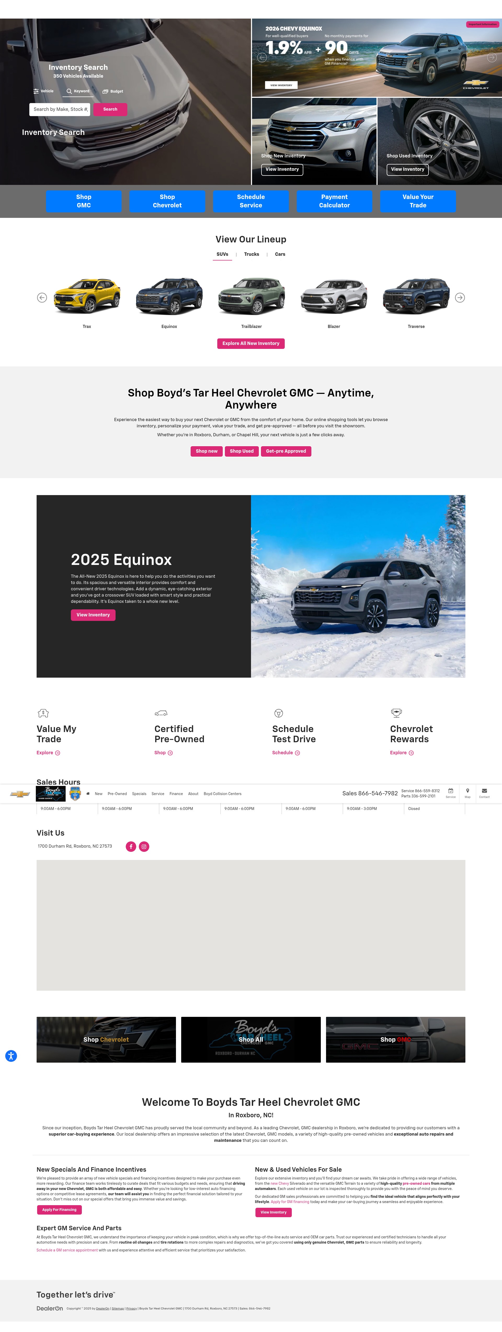 Screenshot of tarheelchevy.com