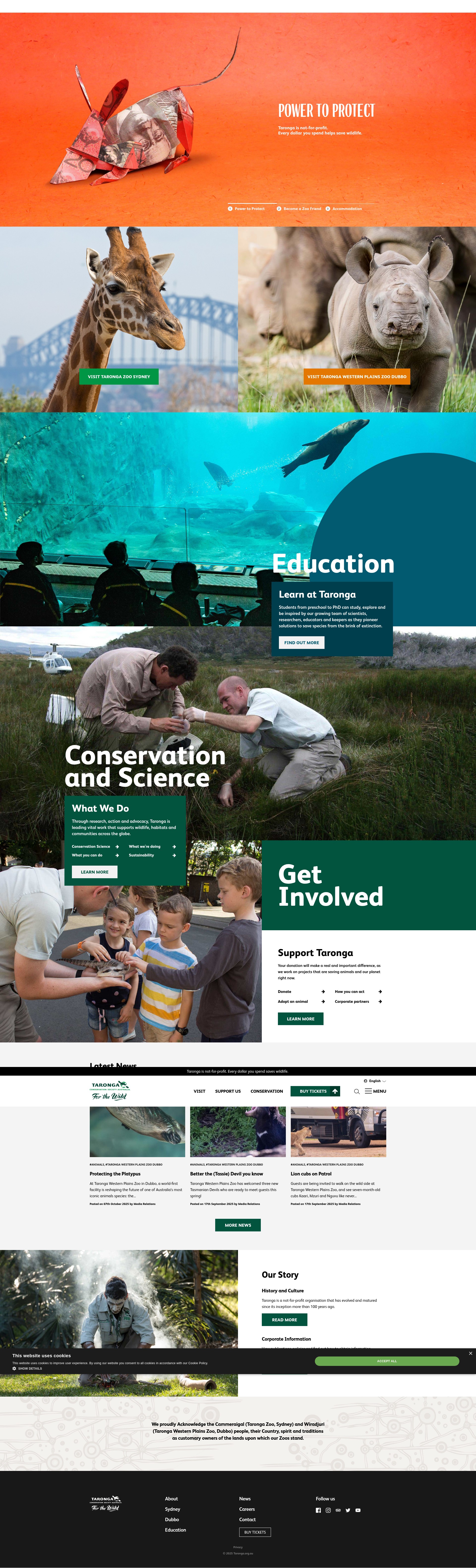 Screenshot of taronga.org.au