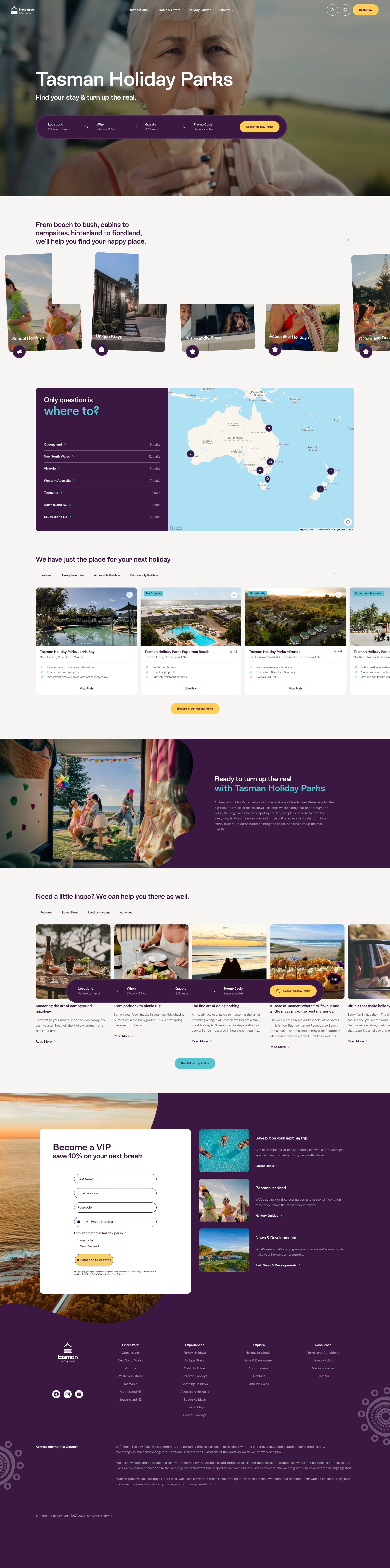 Screenshot of tasmanholidayparks.com