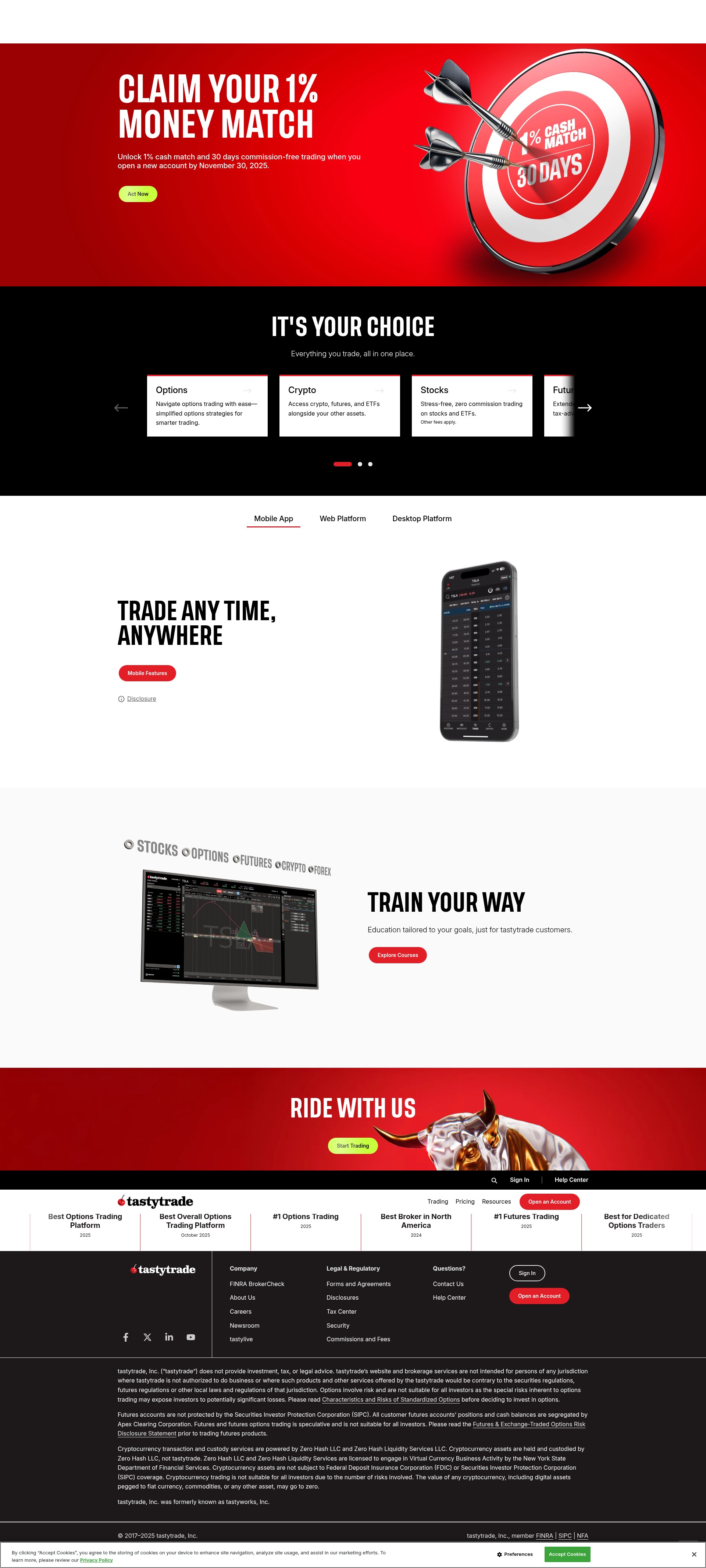 Screenshot of tastytrade.com