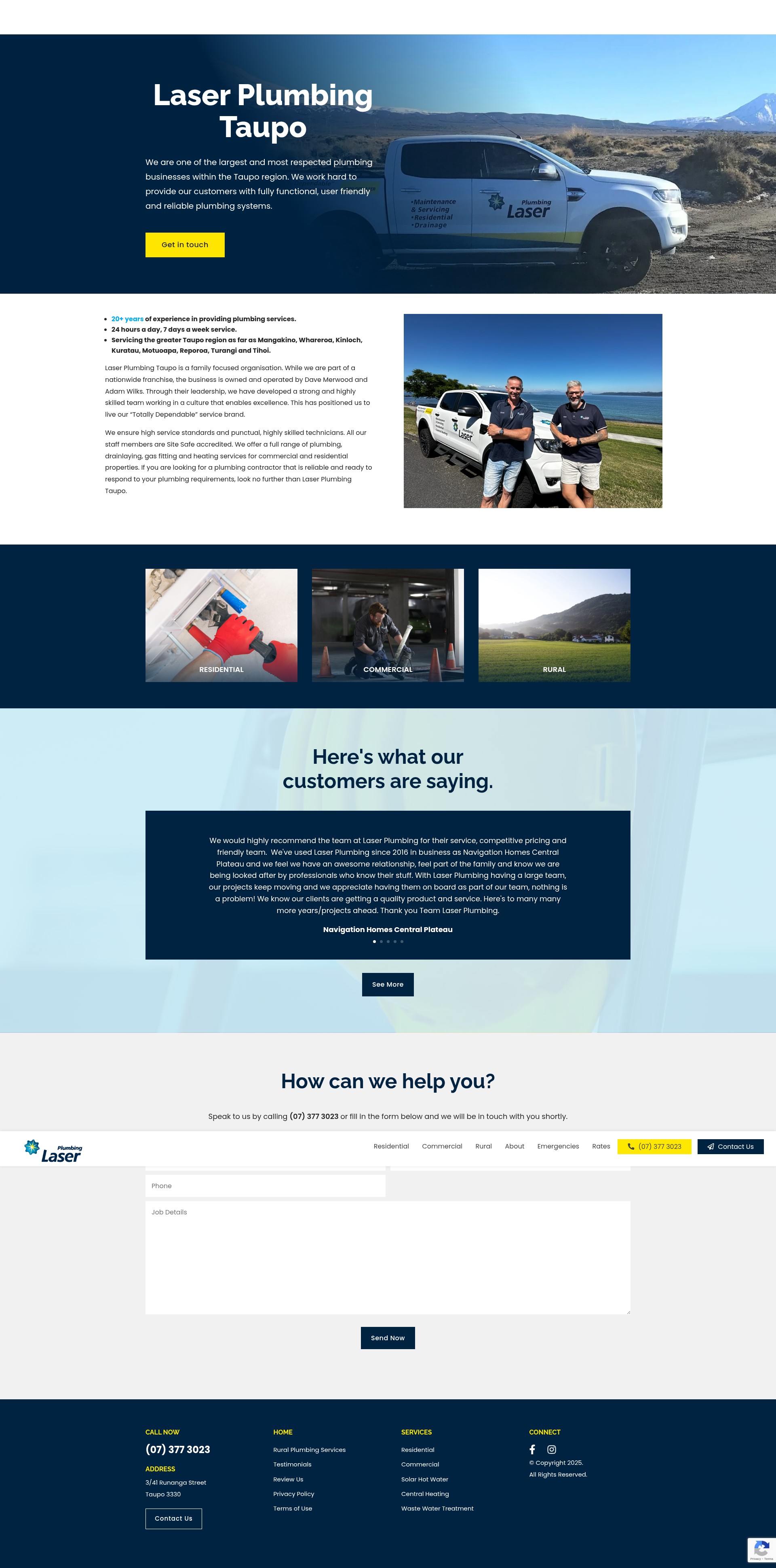 Screenshot of taupo.laserplumbing.co.nz