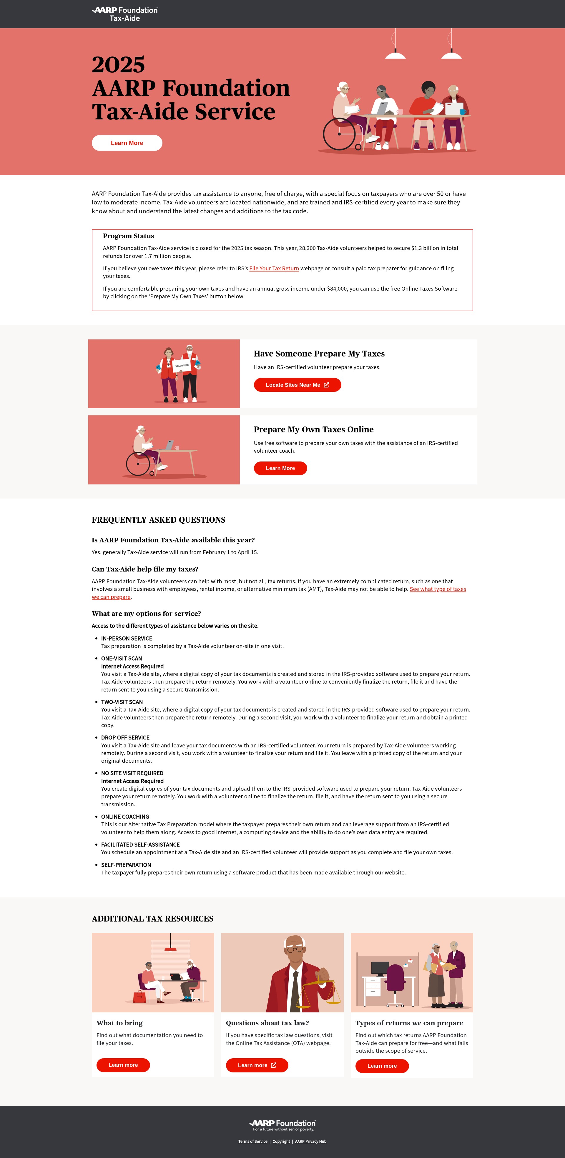 Screenshot of taxaide.aarpfoundation.org