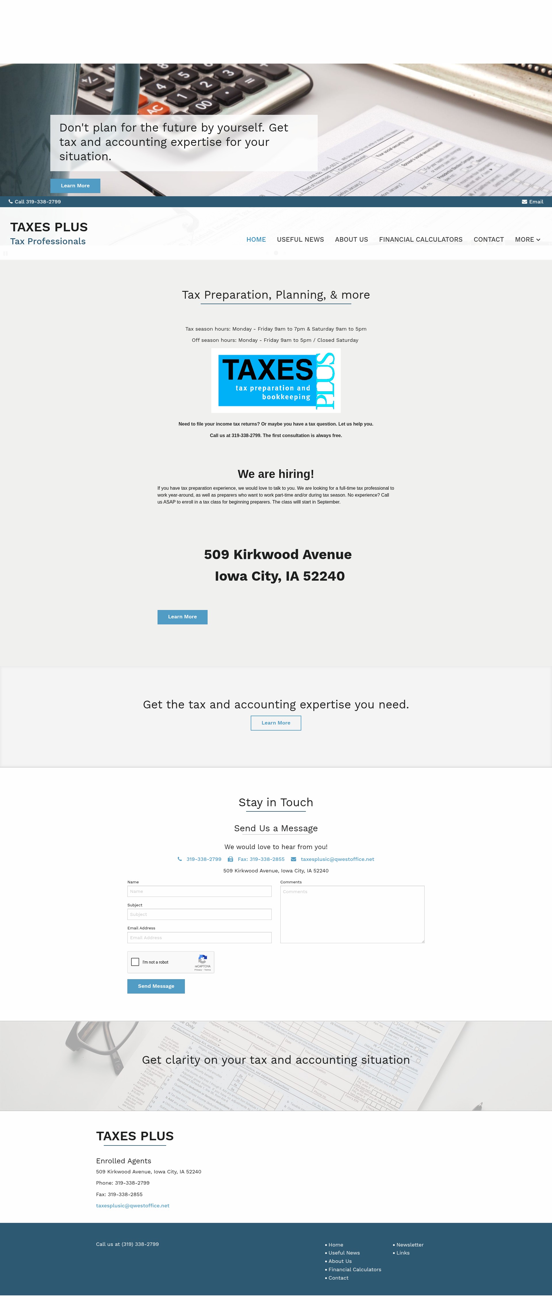 Screenshot of taxesplusiowacity.com
