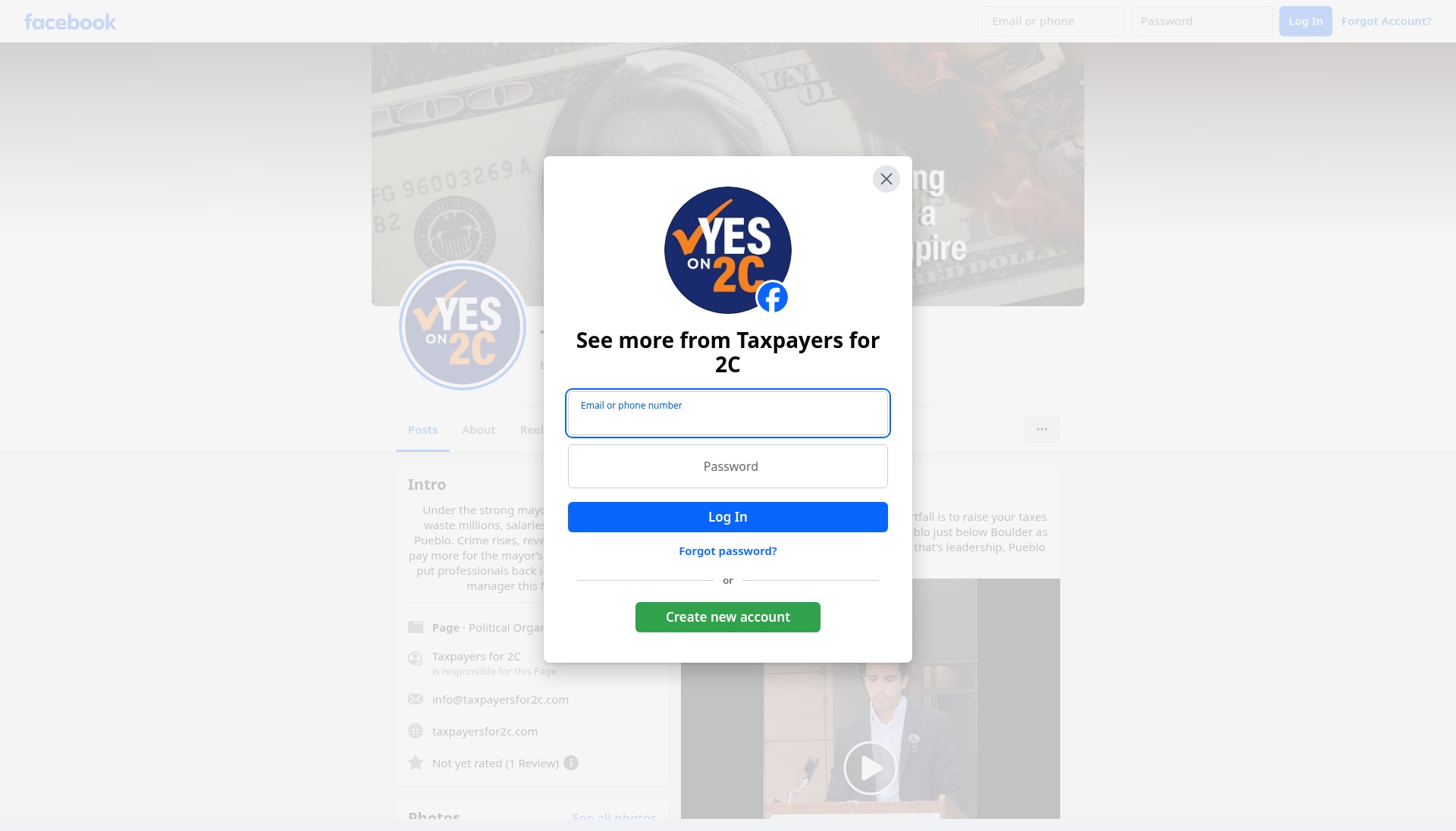 Screenshot of taxpayersfor2c.com