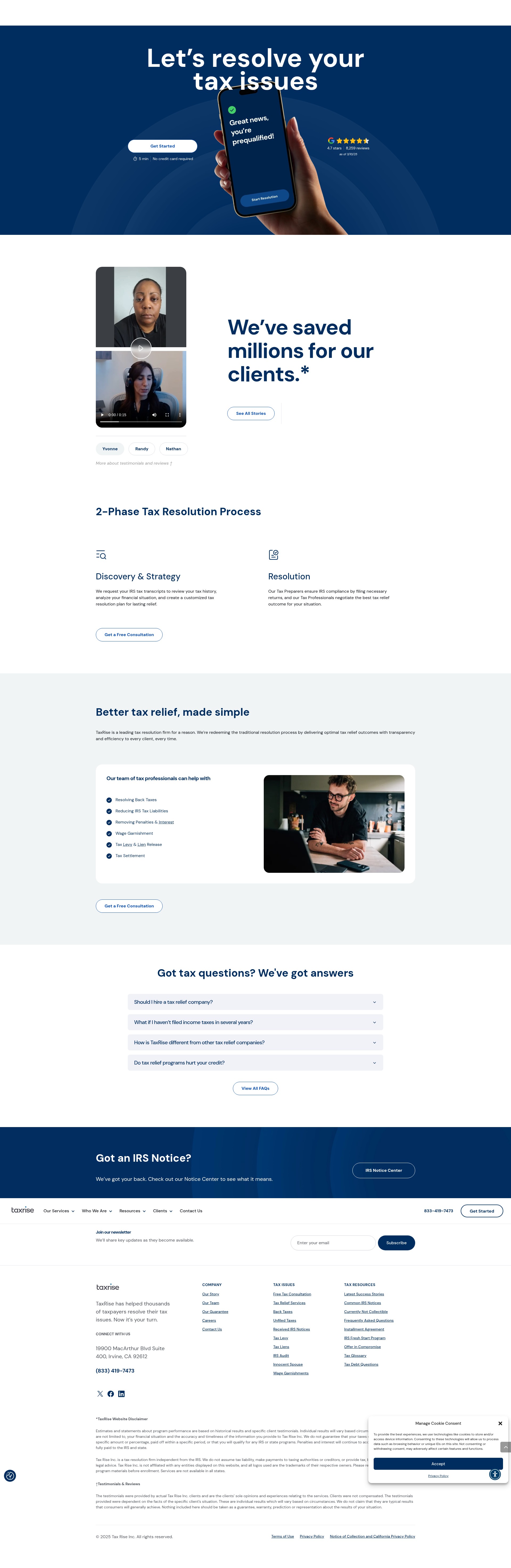 Screenshot of taxrise.com