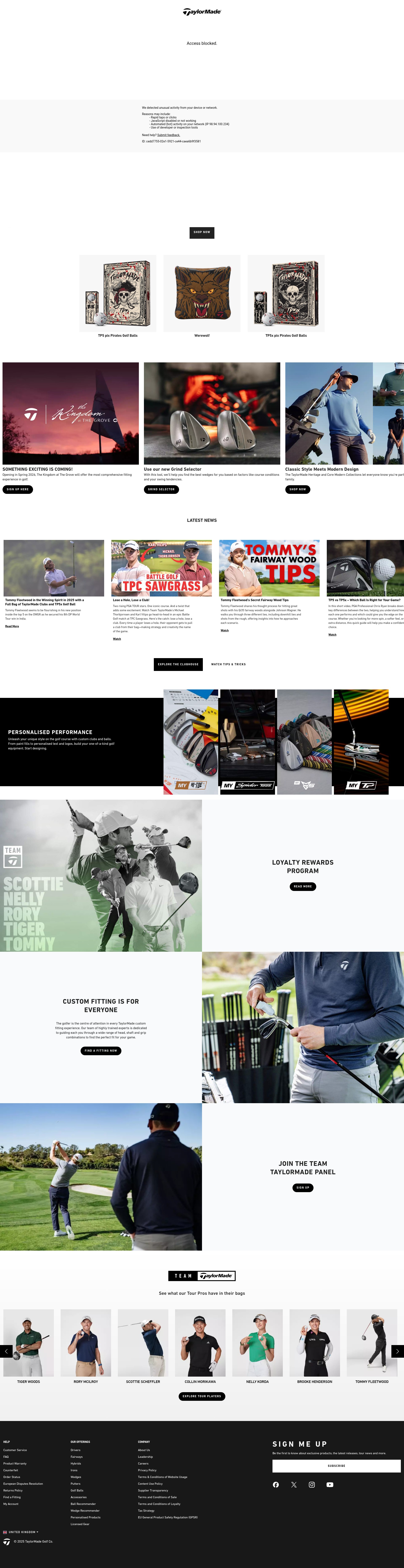 Screenshot of taylormadegolf.co.uk