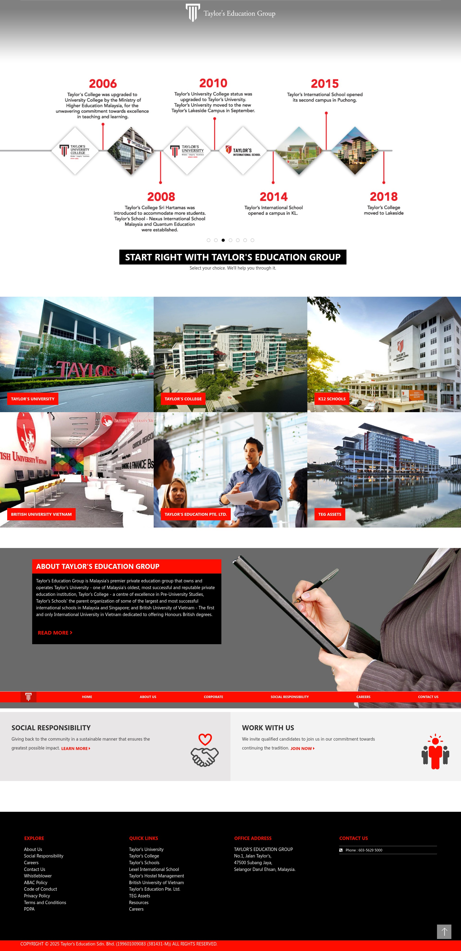 Screenshot of taylors.edu.my