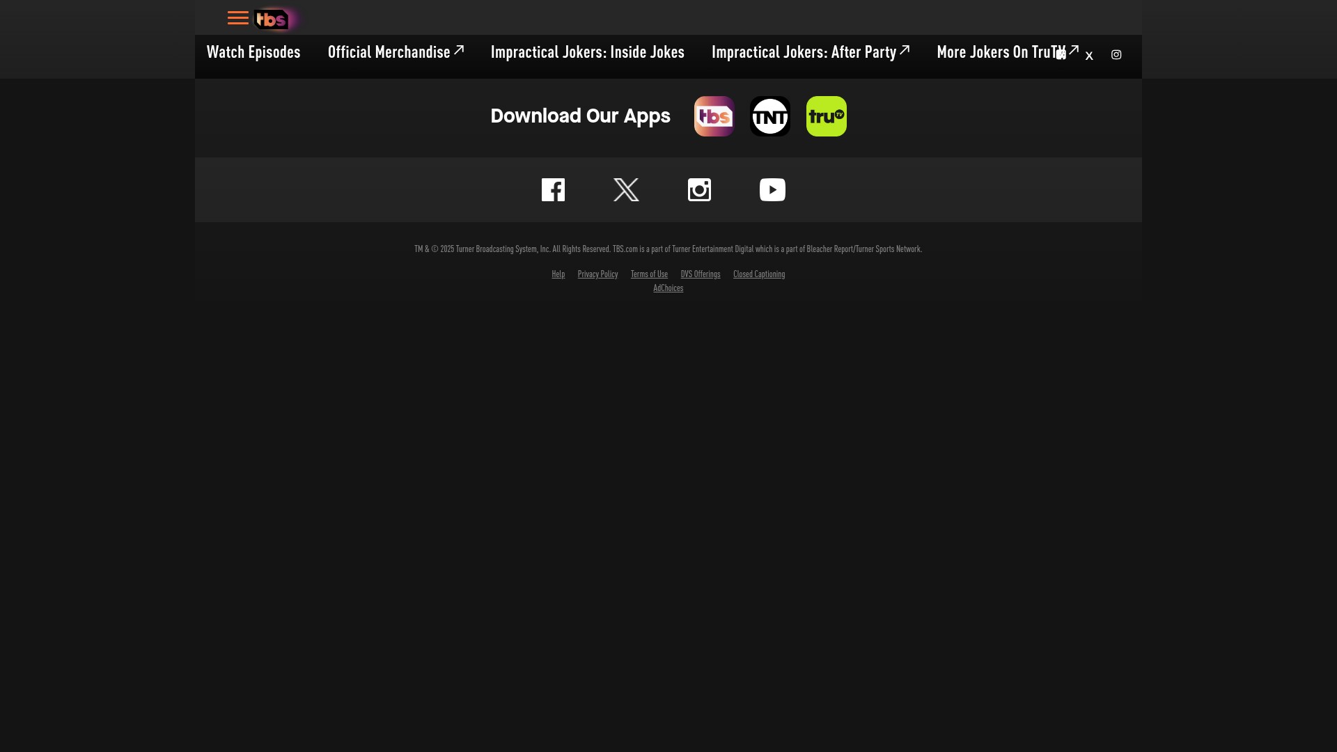 Screenshot of tbs.com