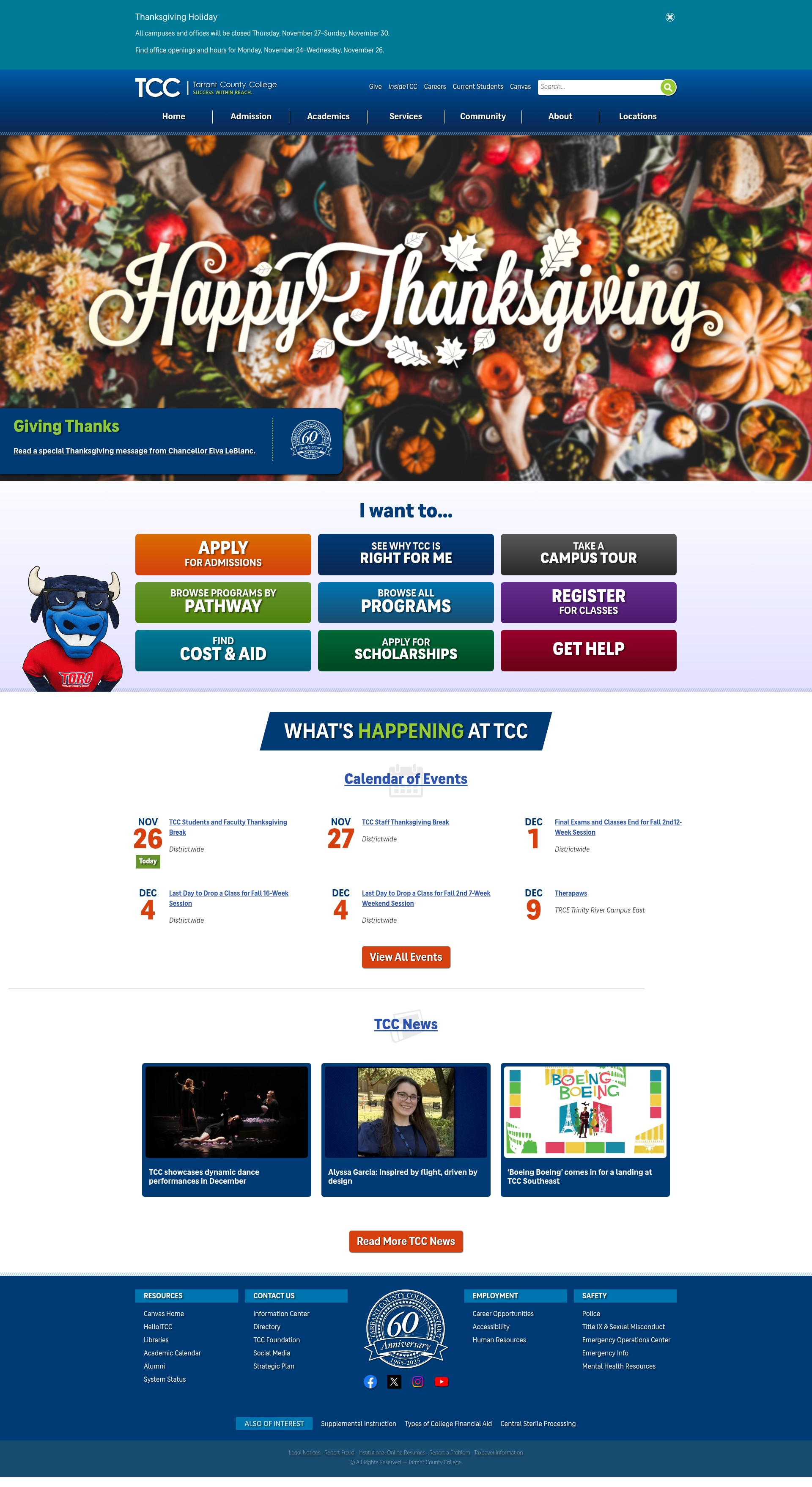 Screenshot of tccd.edu