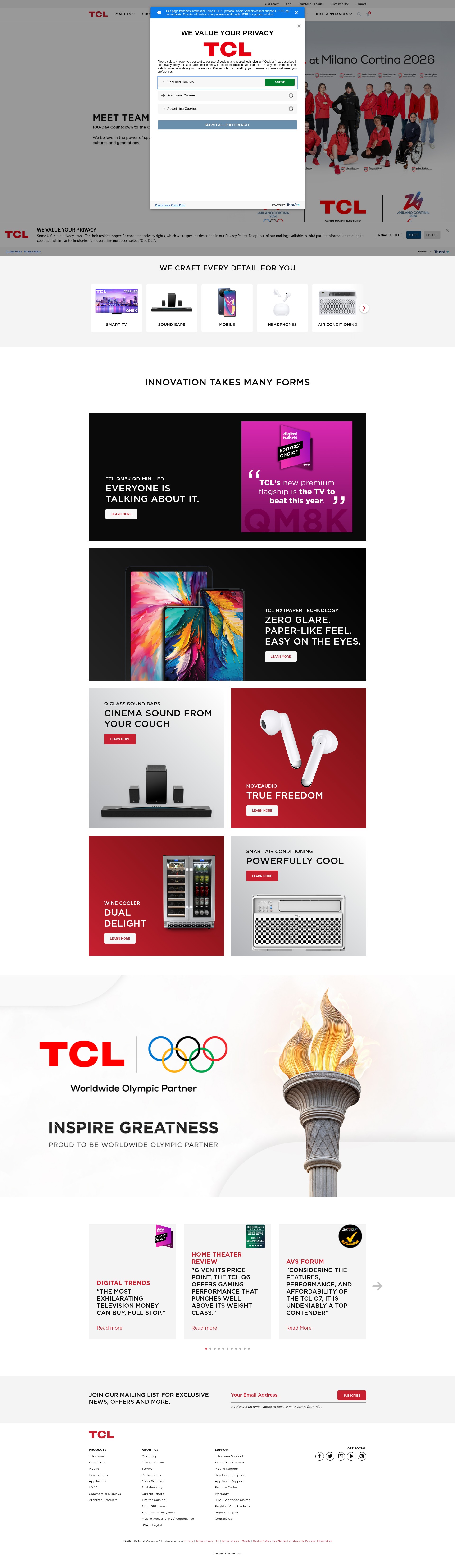Screenshot of tcl.com