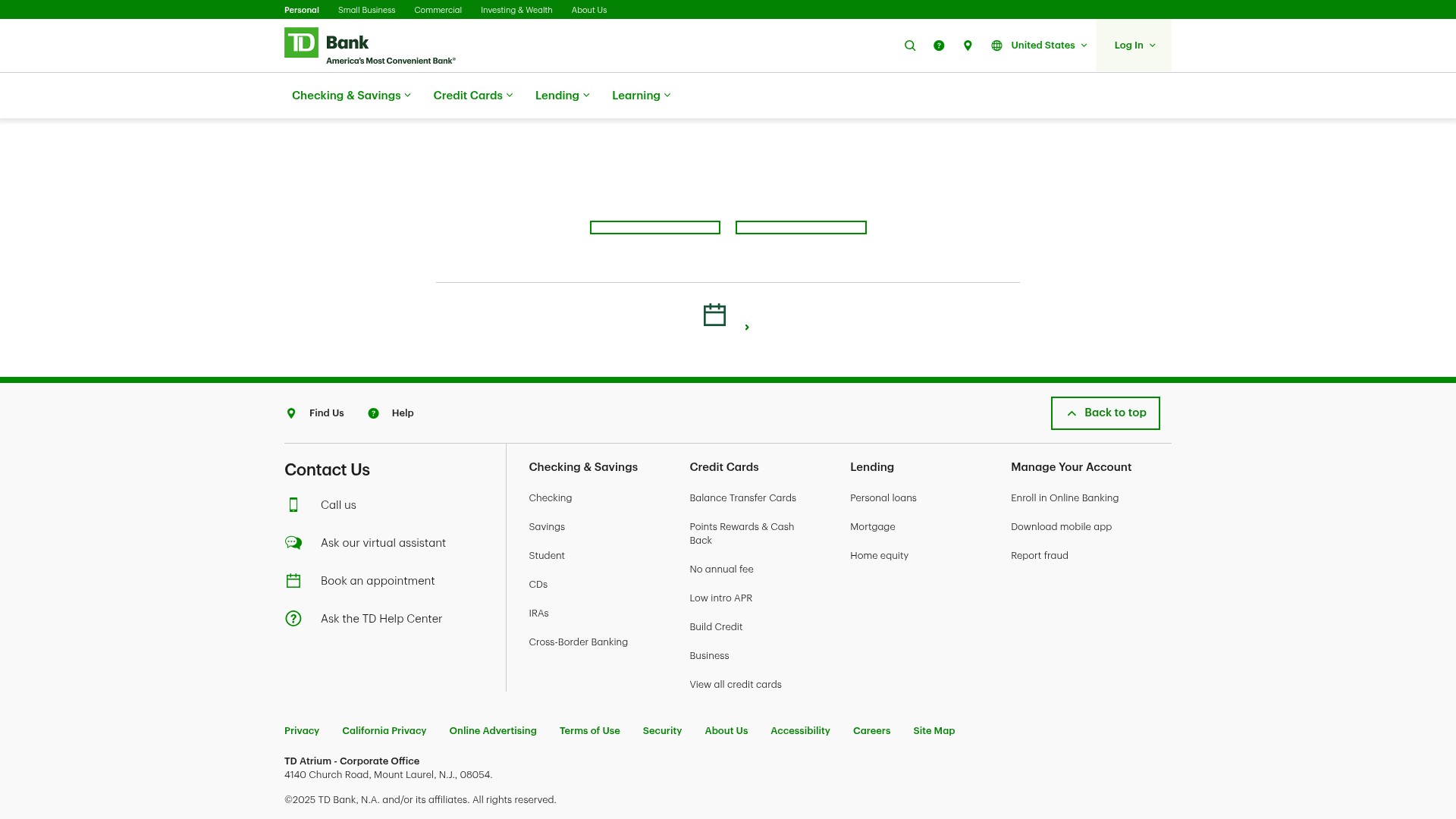 Screenshot of td.com
