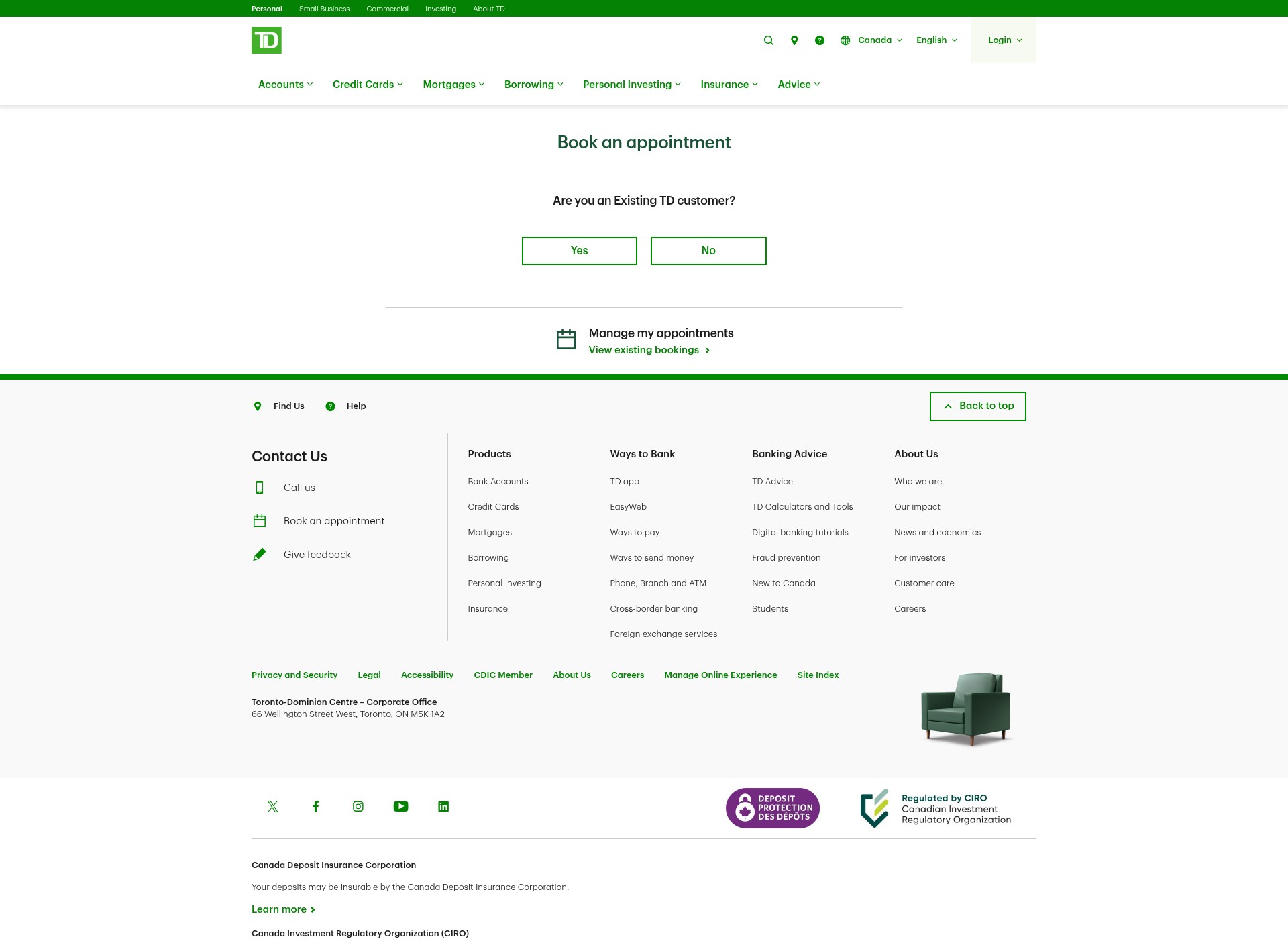 Screenshot of tdcanadatrust.com