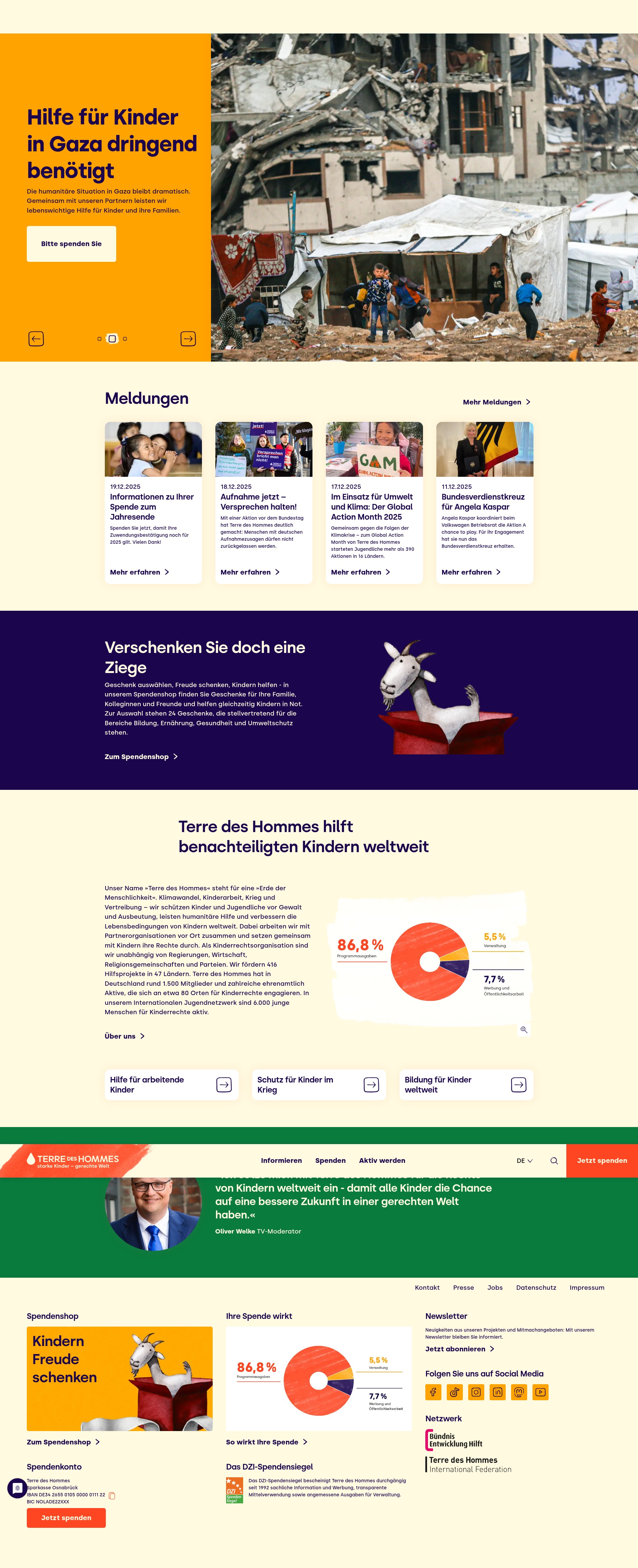 Screenshot of tdh.de