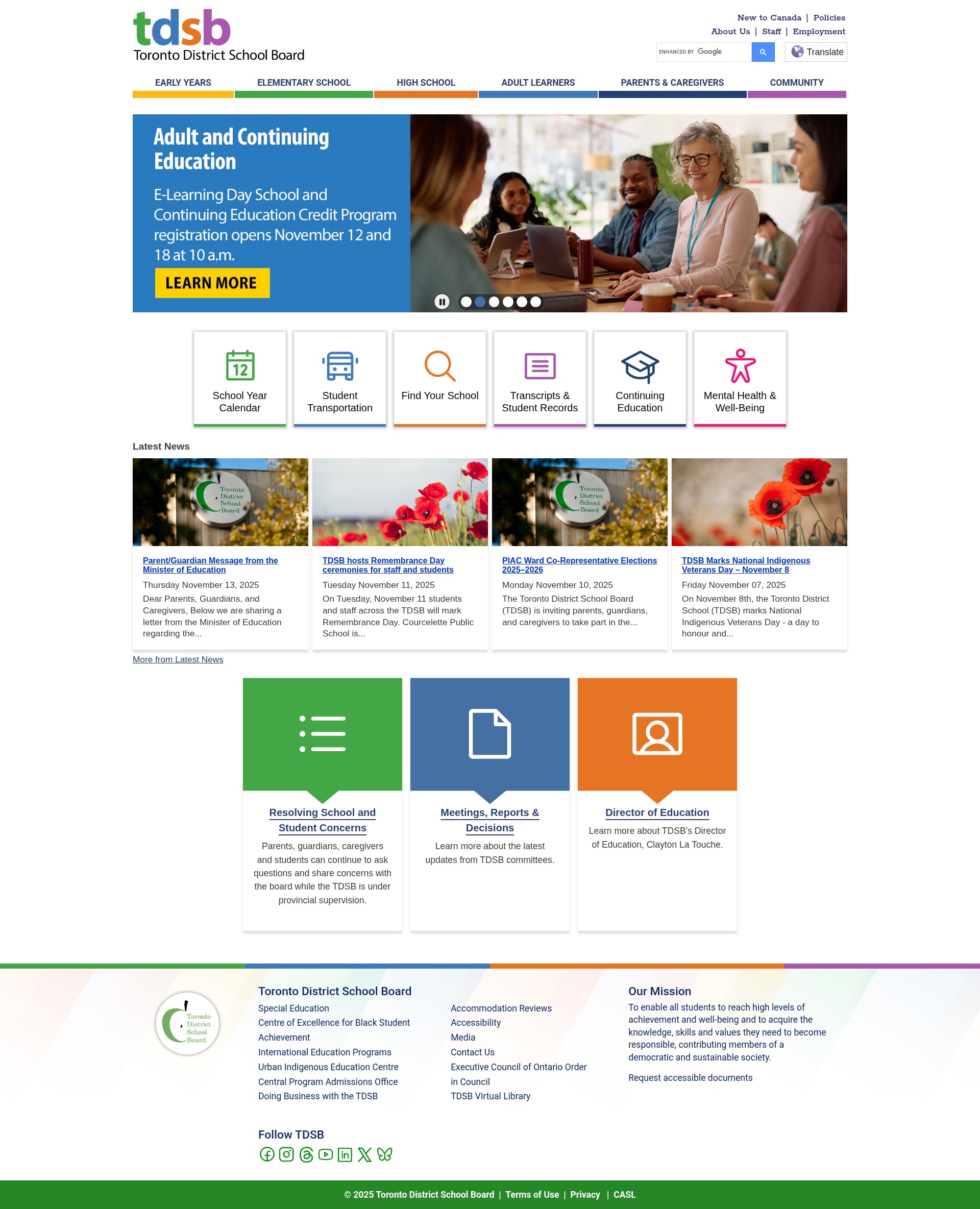 Screenshot of tdsb.on.ca
