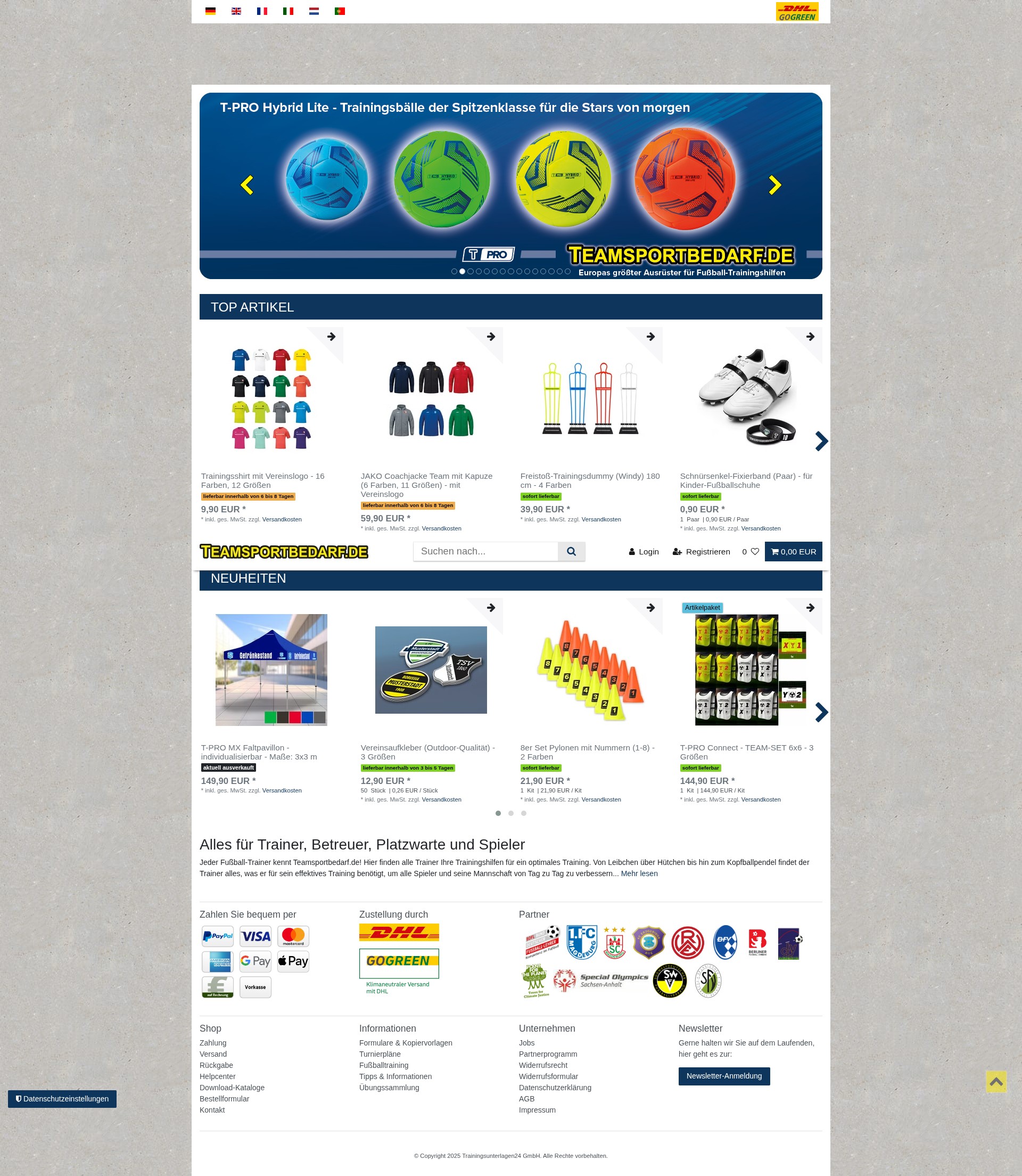 Screenshot of teamsportbedarf.de