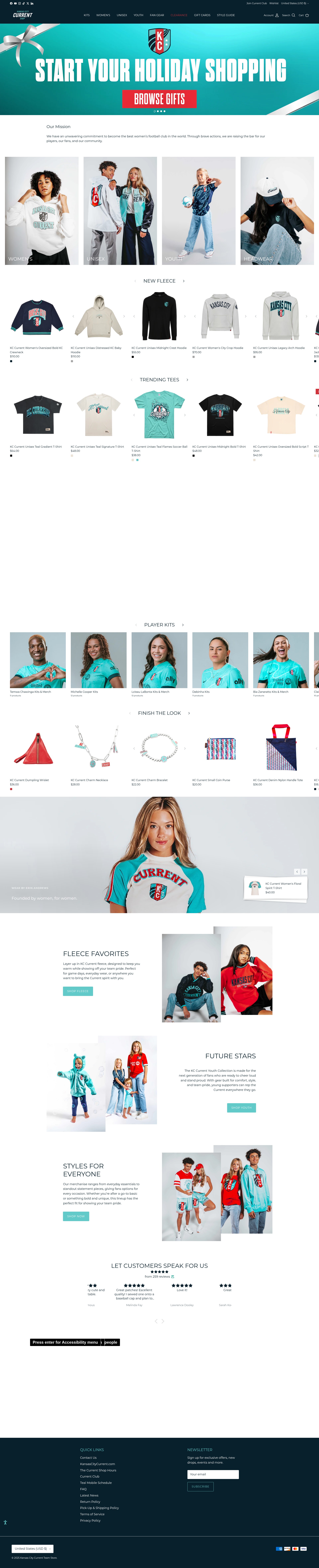 Screenshot of teamstore.kansascitycurrent.com