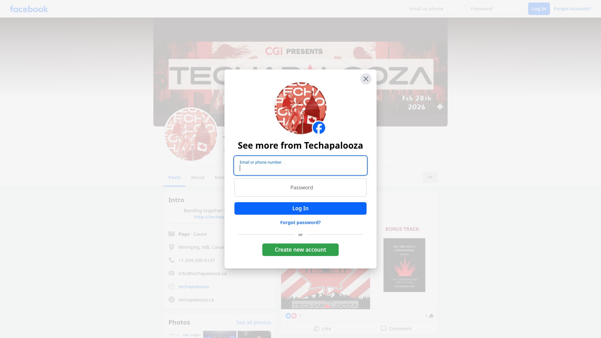 Screenshot of techapalooza.ca