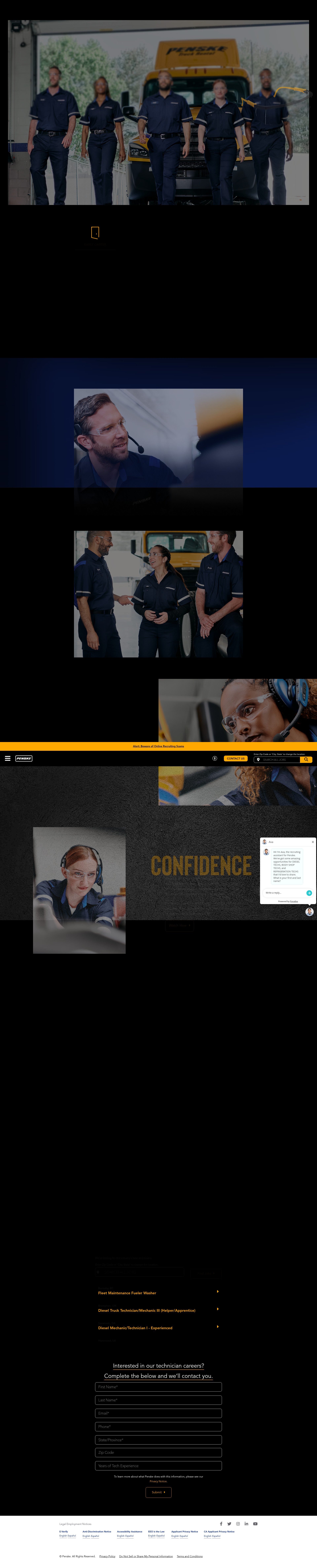 Screenshot of technician.penske.jobs