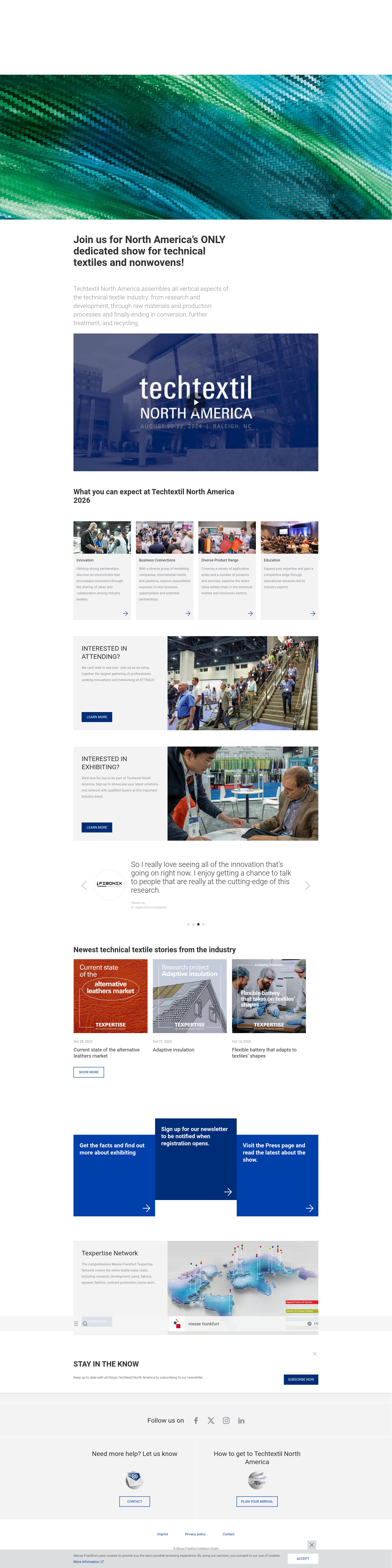 Screenshot of techtextil-north-america.us.messefrankfurt.com
