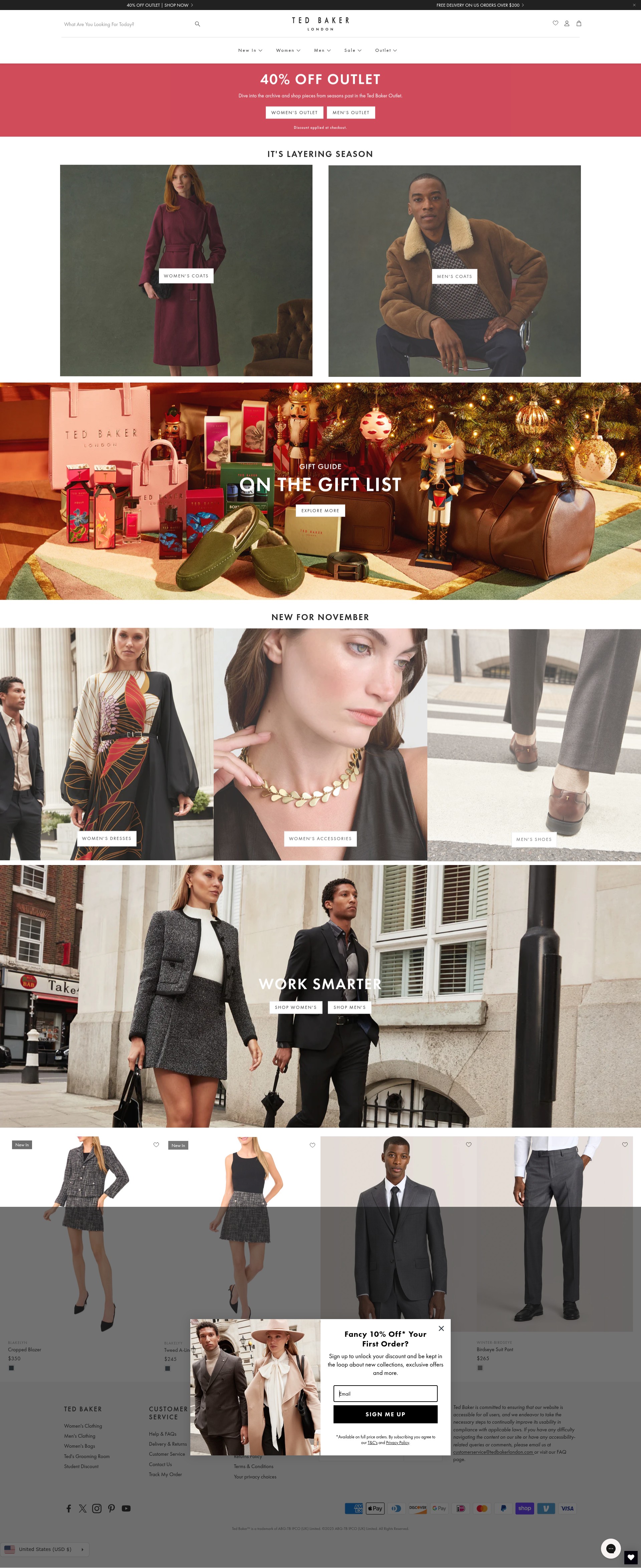 Screenshot of tedbaker.com