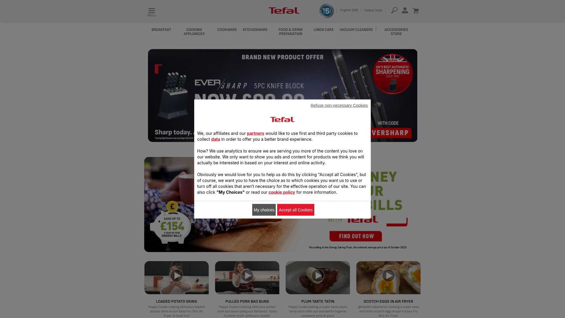 Screenshot of tefal.co.uk