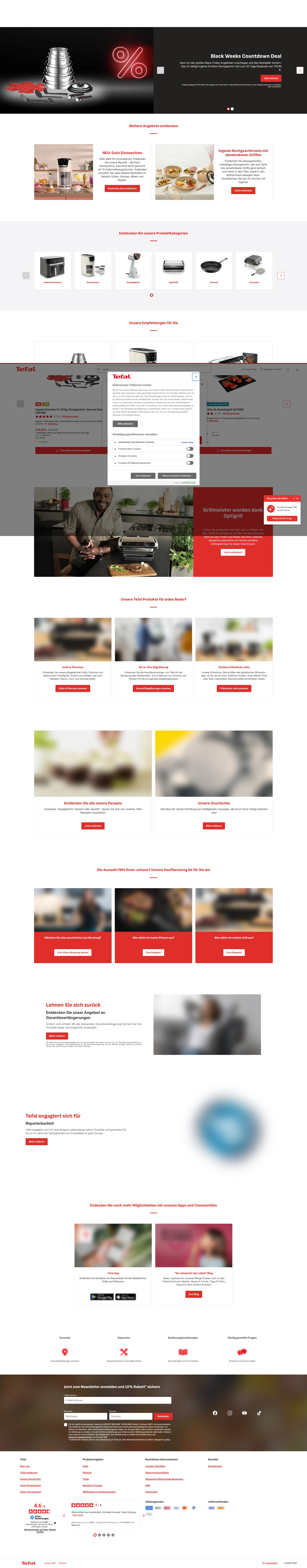 Screenshot of tefal.de
