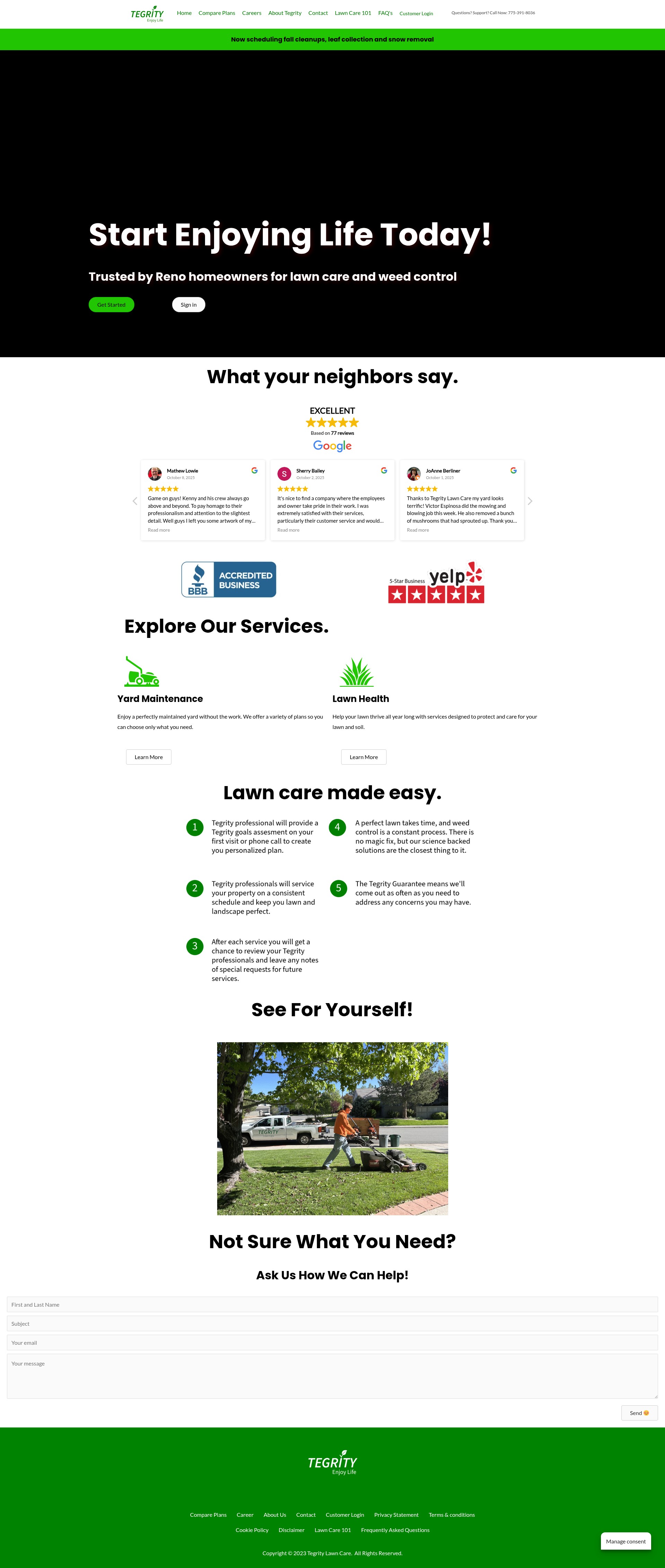 Screenshot of tegritylawn.com