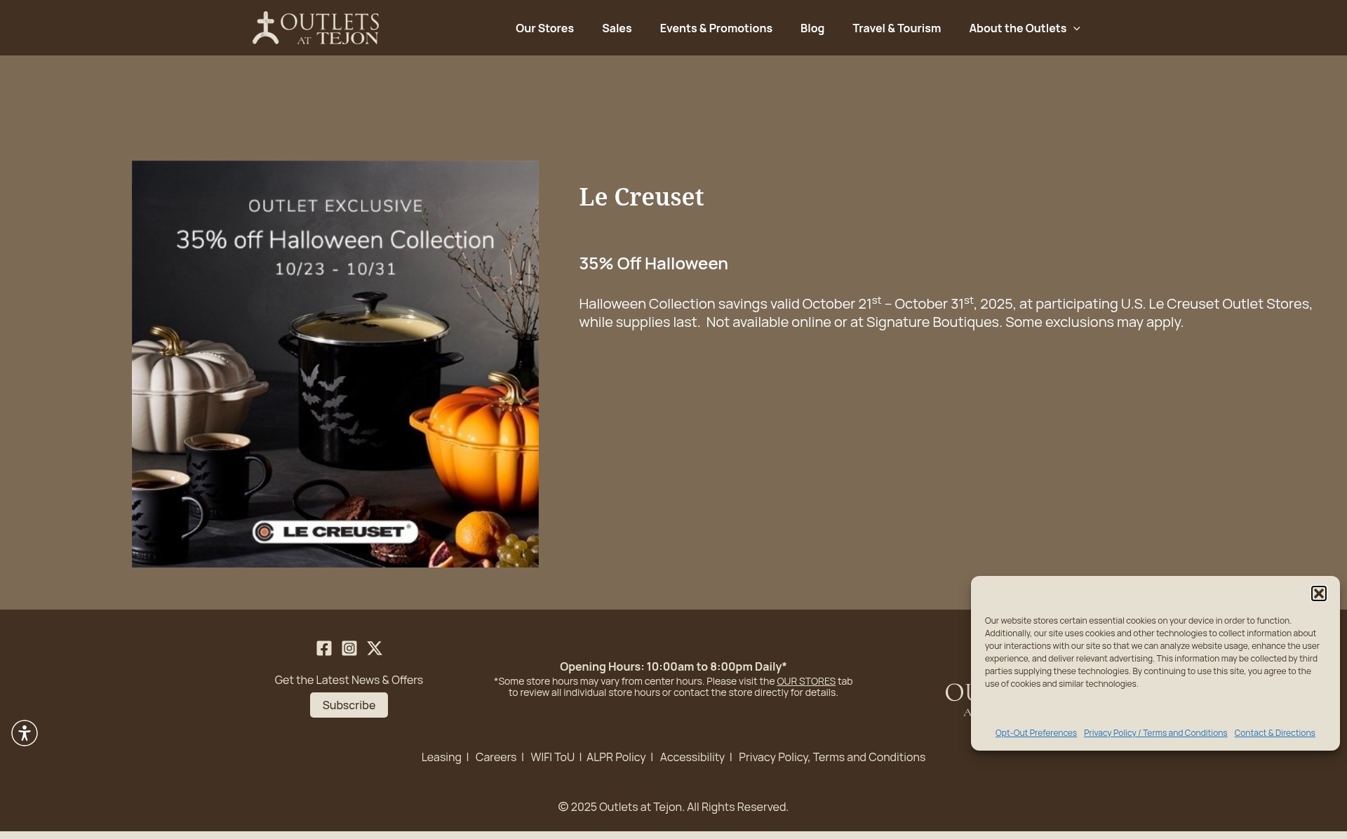 Screenshot of tejonoutlets.com