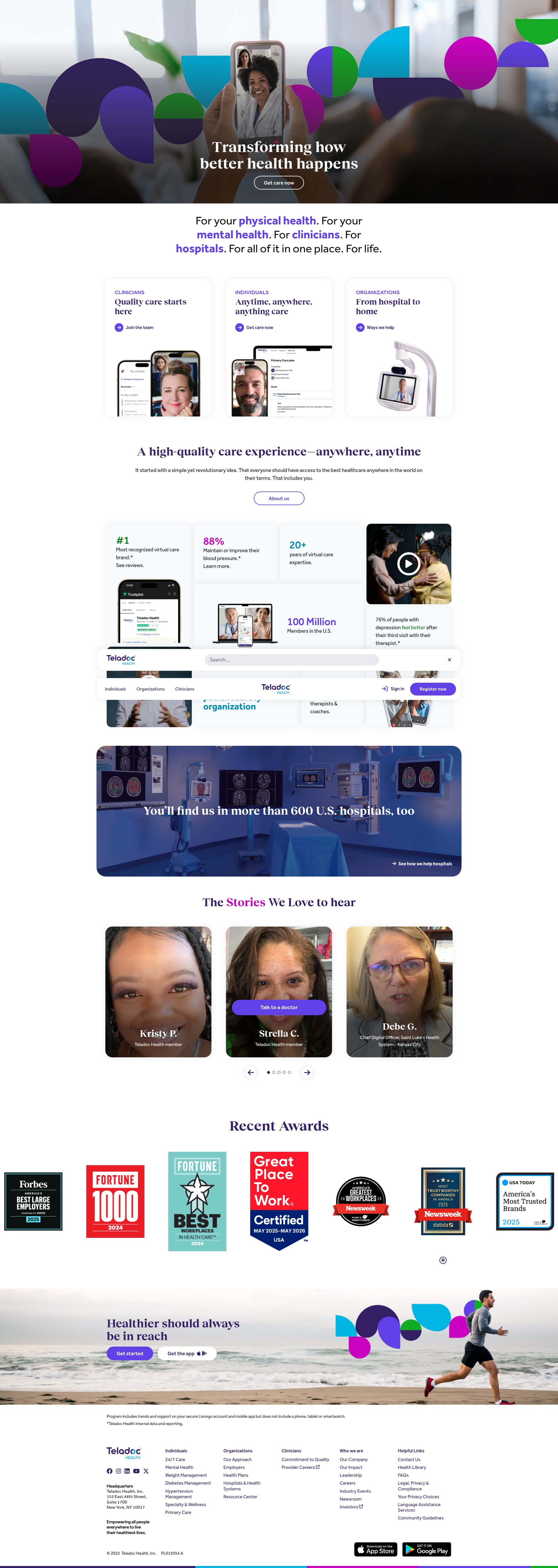 Screenshot of teladochealth.com