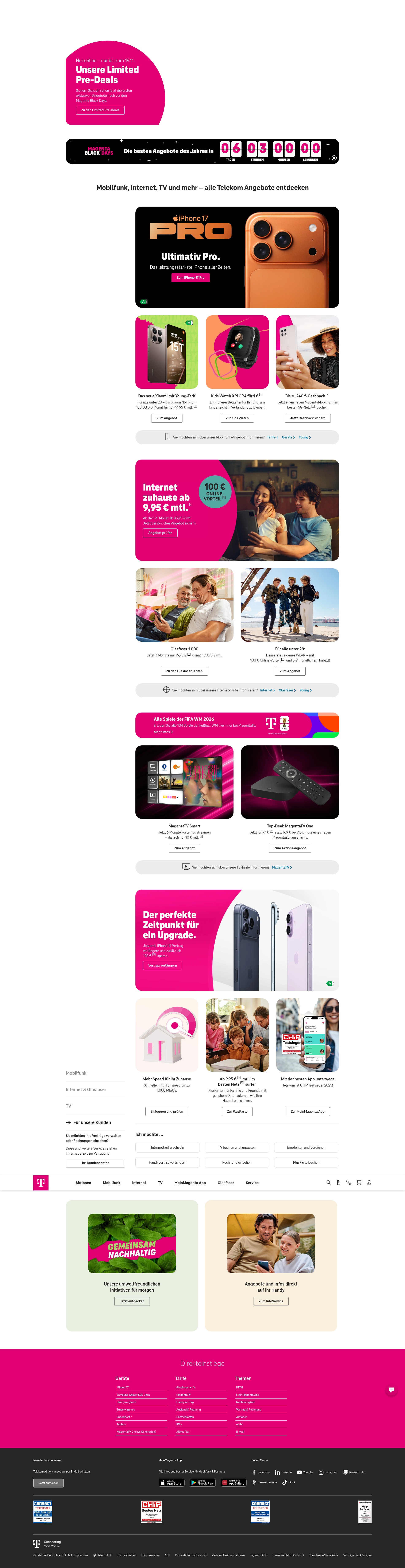 Screenshot of telekom.de