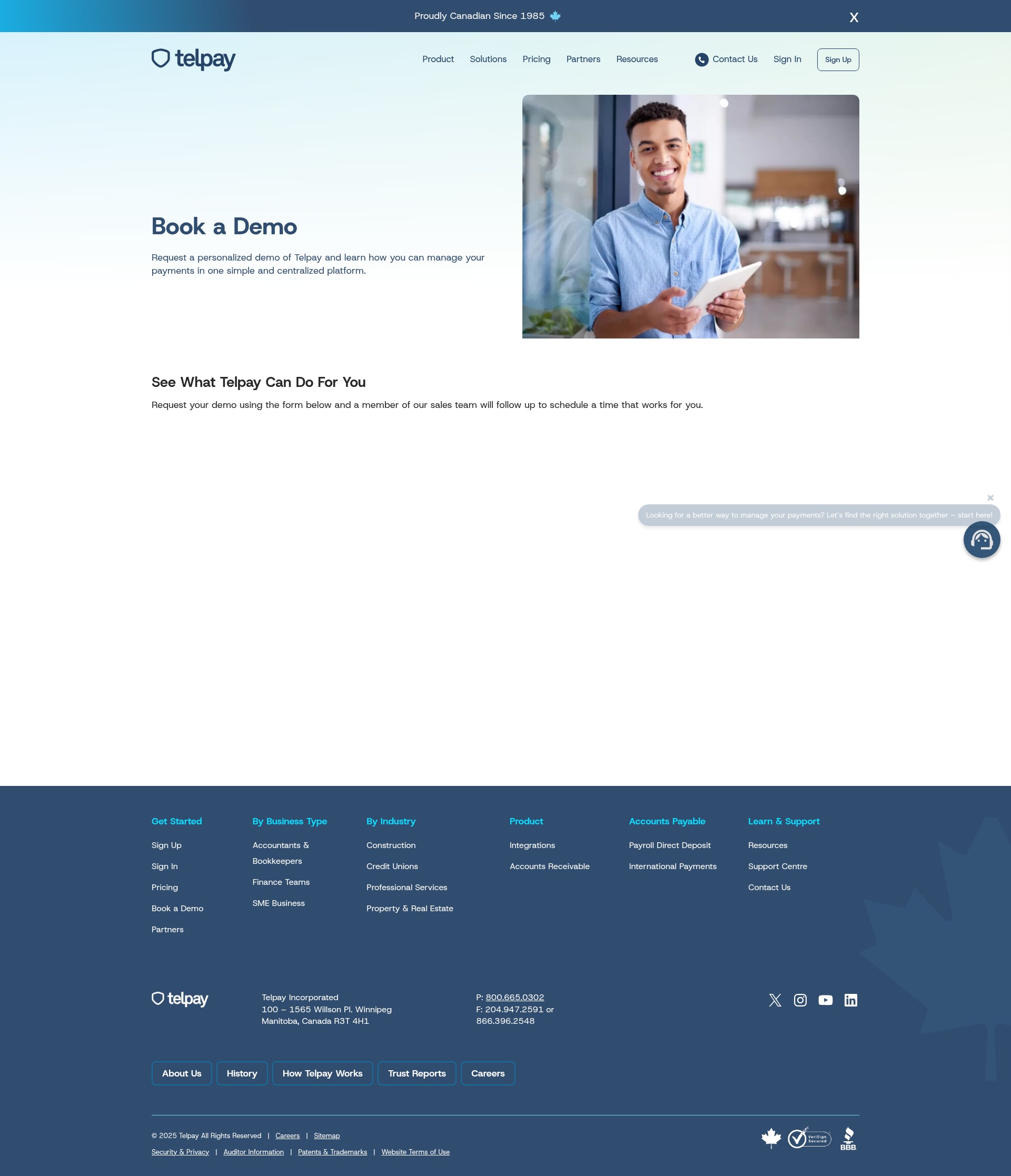 Screenshot of telpay.ca