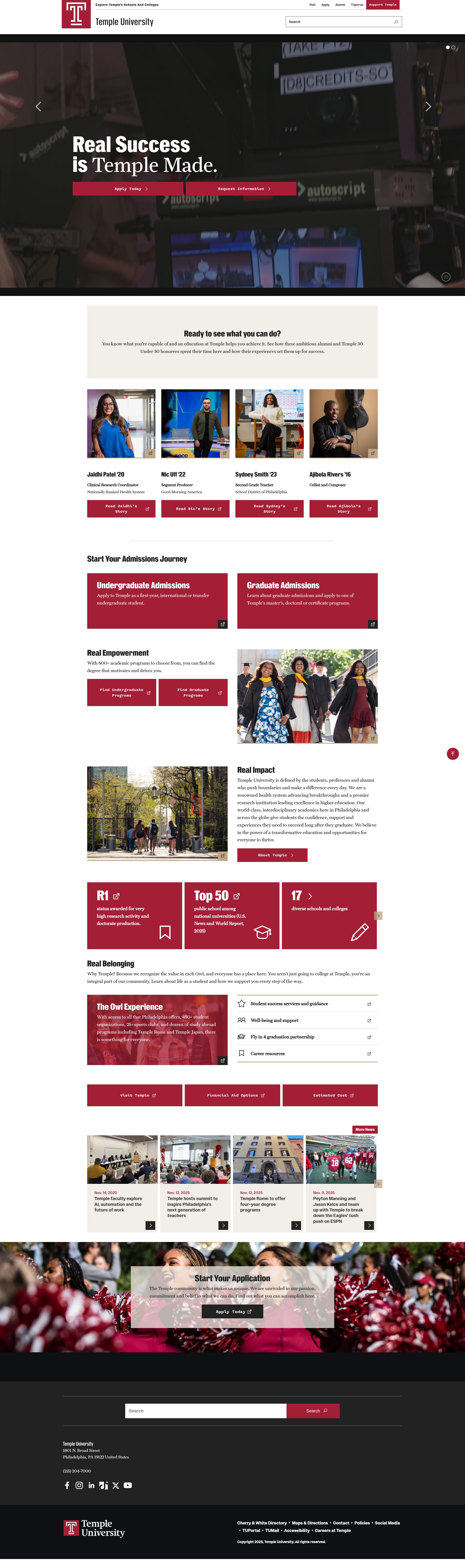 Screenshot of temple.edu