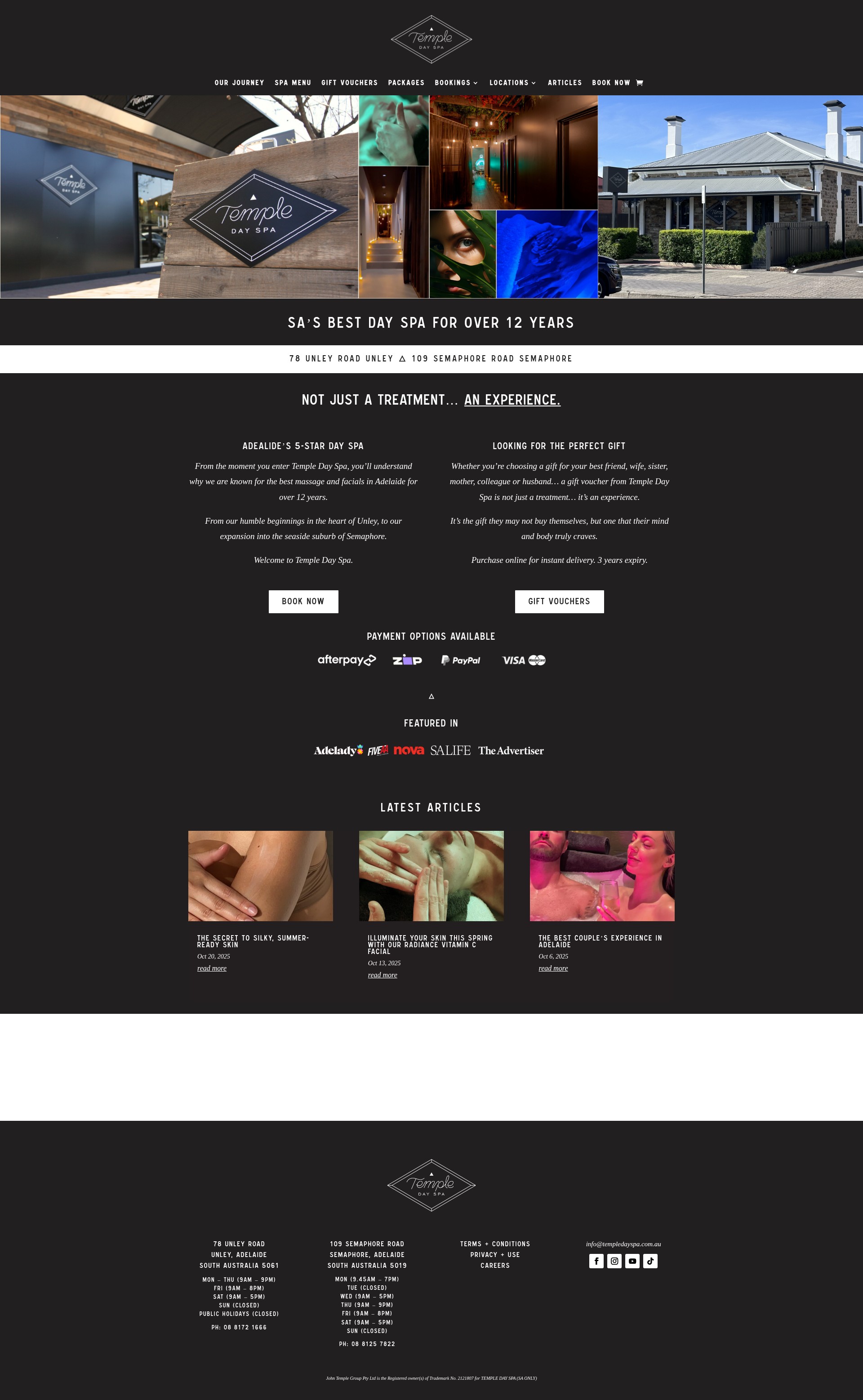 Screenshot of templedayspa.com.au