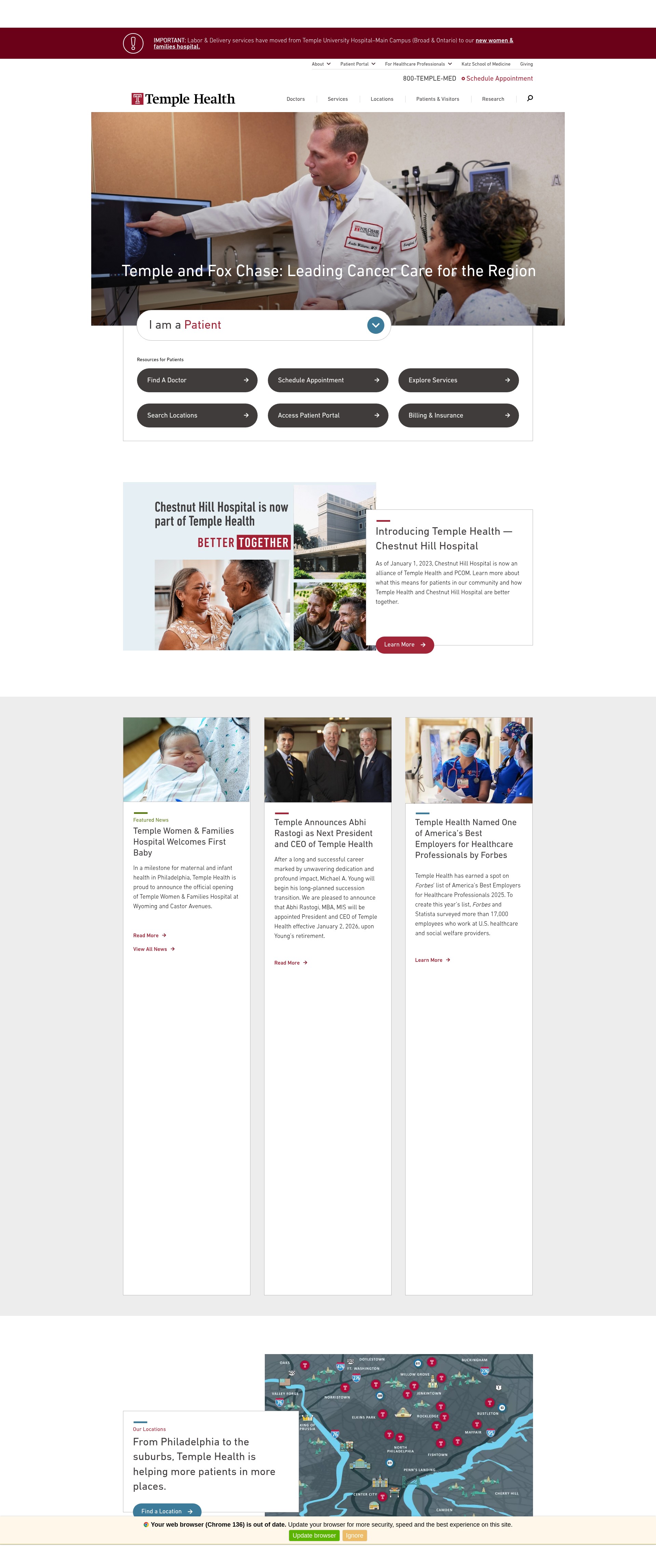 Screenshot of templehealth.org