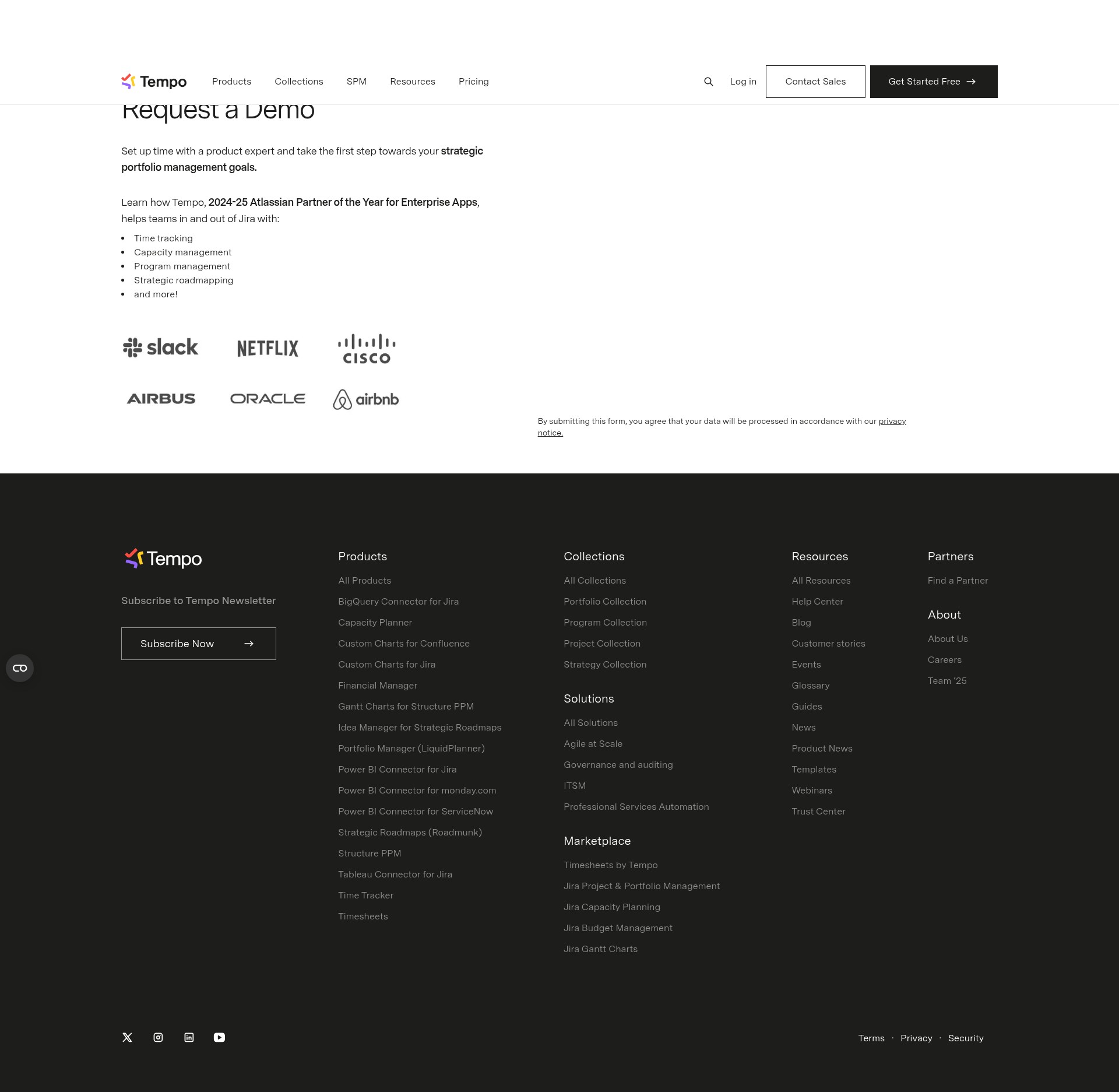 Screenshot of tempo.io