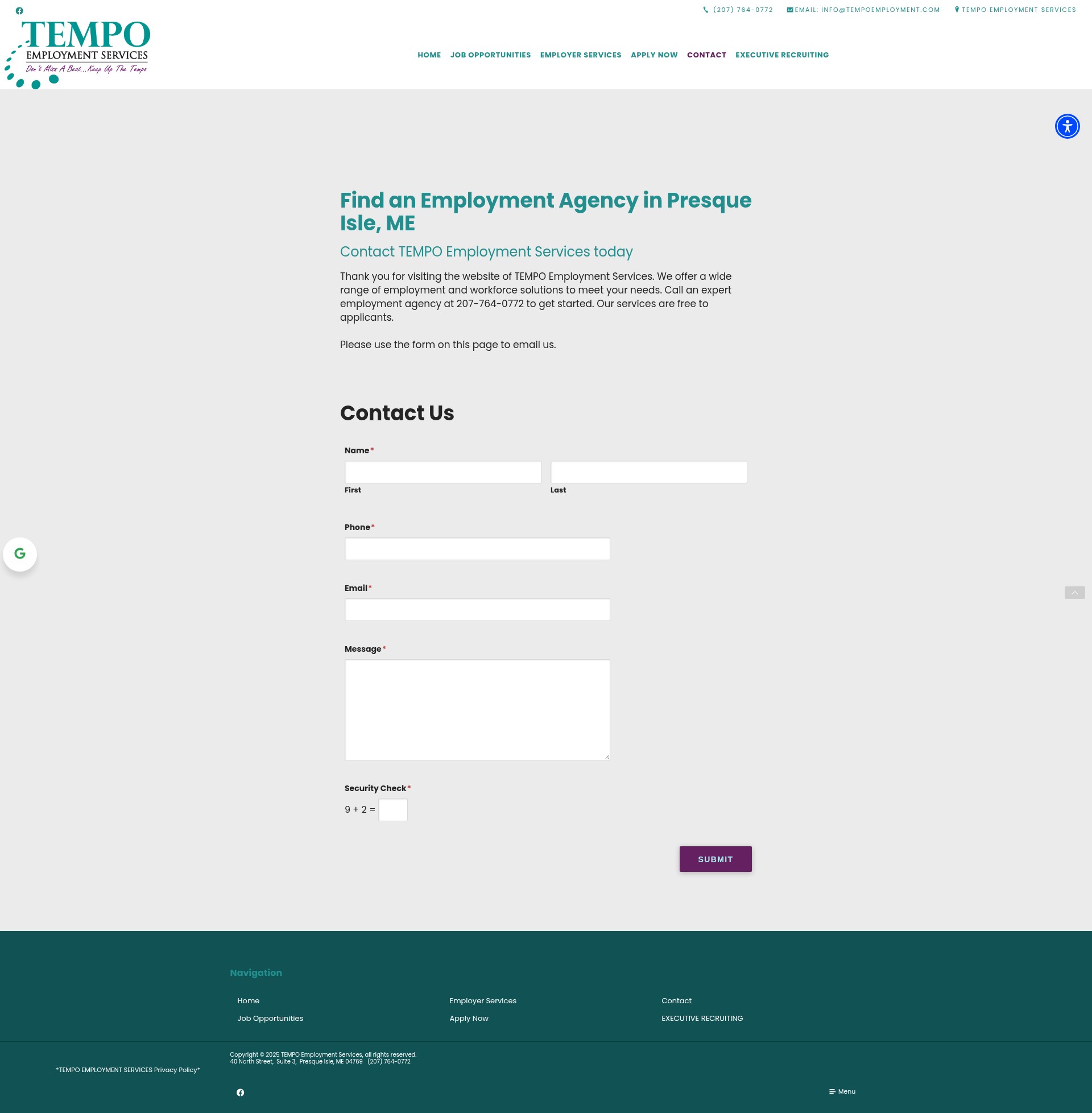 Screenshot of tempoemployment.com