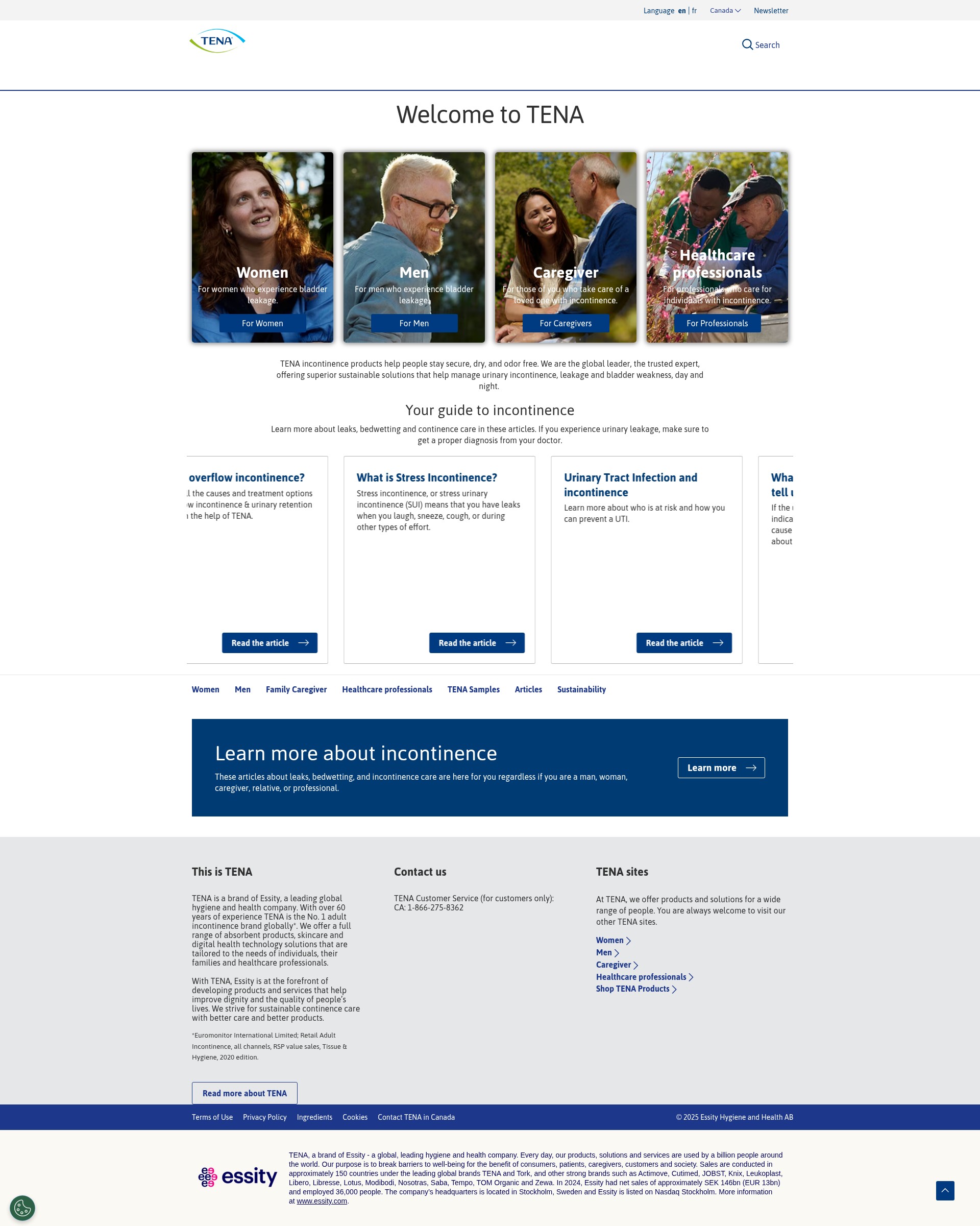 Screenshot of tena.ca