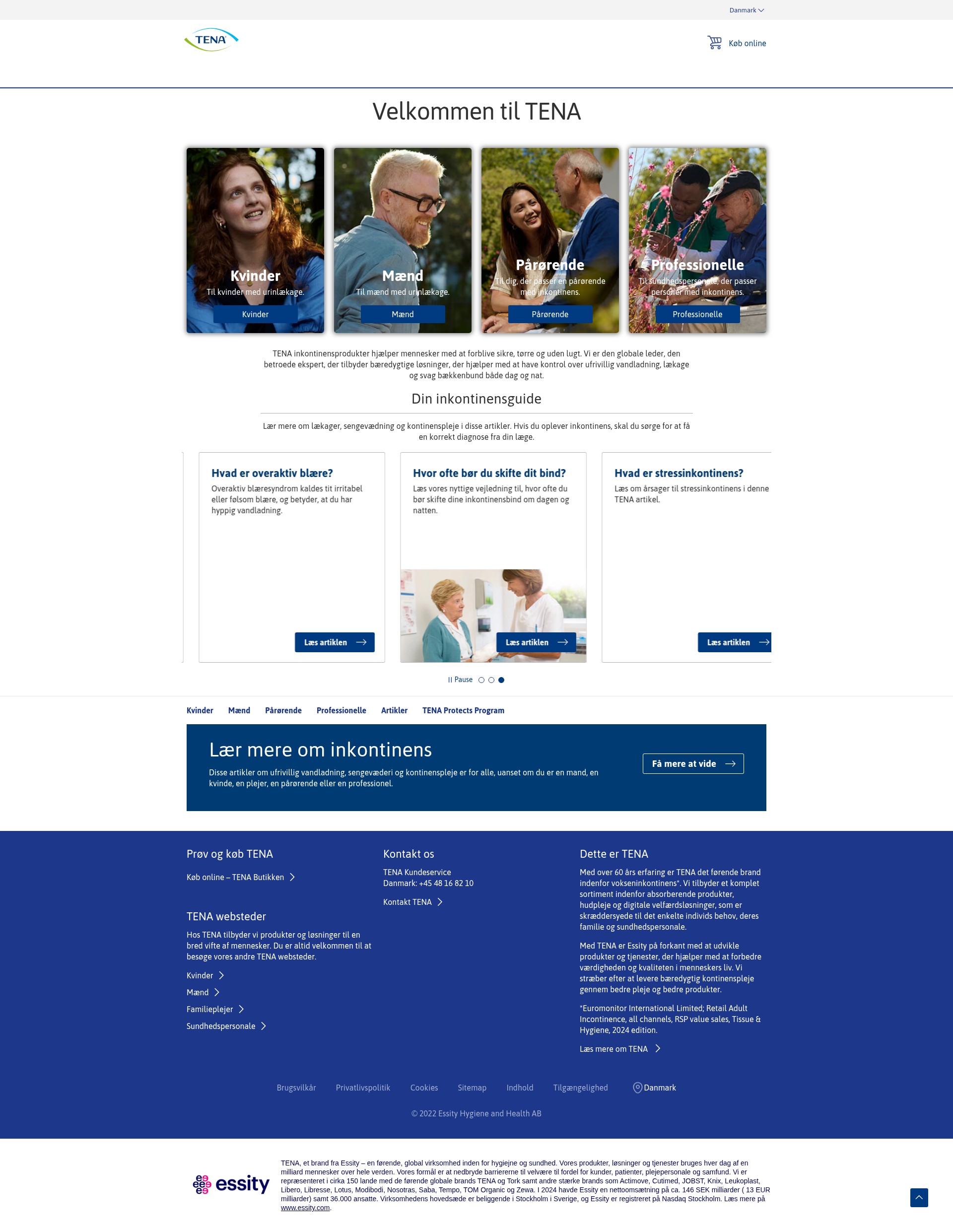 Screenshot of tena.dk
