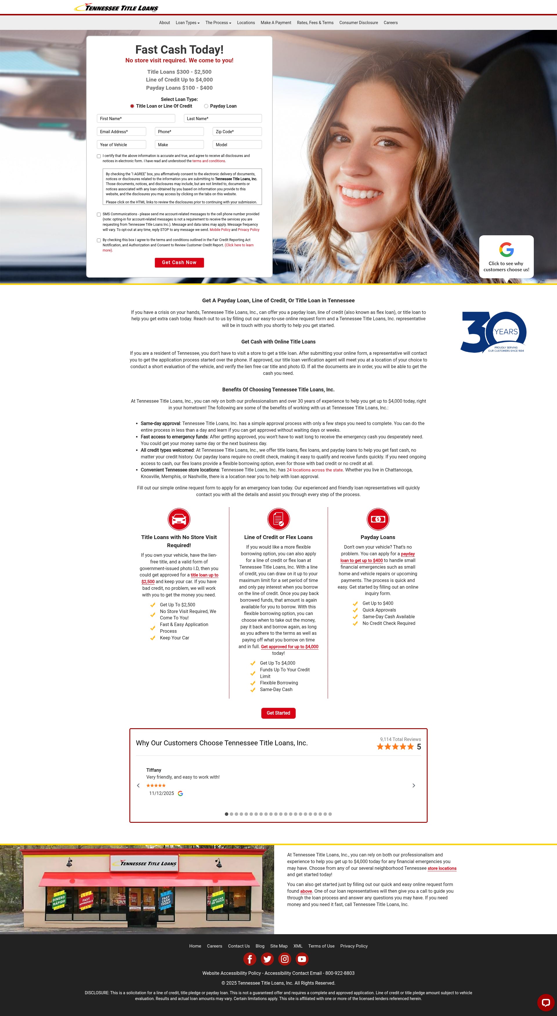 Screenshot of tennesseetitleloansinc.com